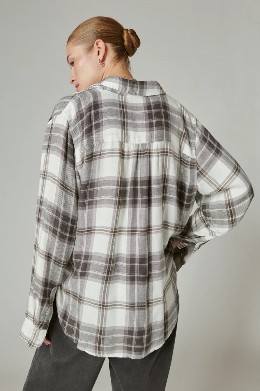 CLOUD PLAID BOYFRIEND FLANNEL SHIRT, image 3