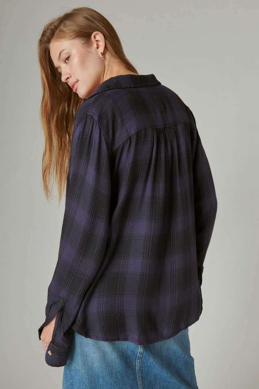 CLOUD PLAID BOYFRIEND FLANNEL SHIRT, image 3
