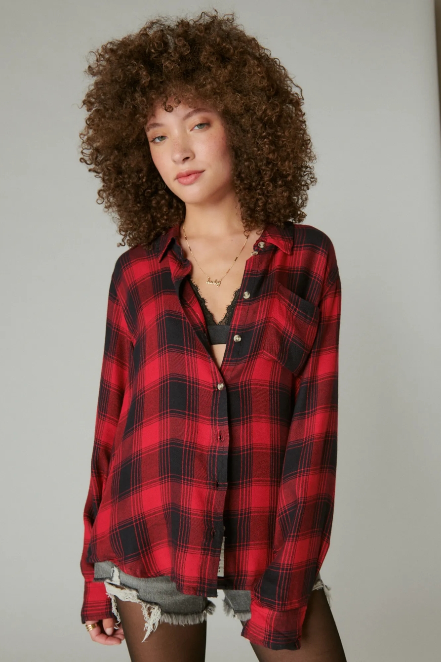 CLOUD PLAID BOYFRIEND FLANNEL SHIRT, image 2