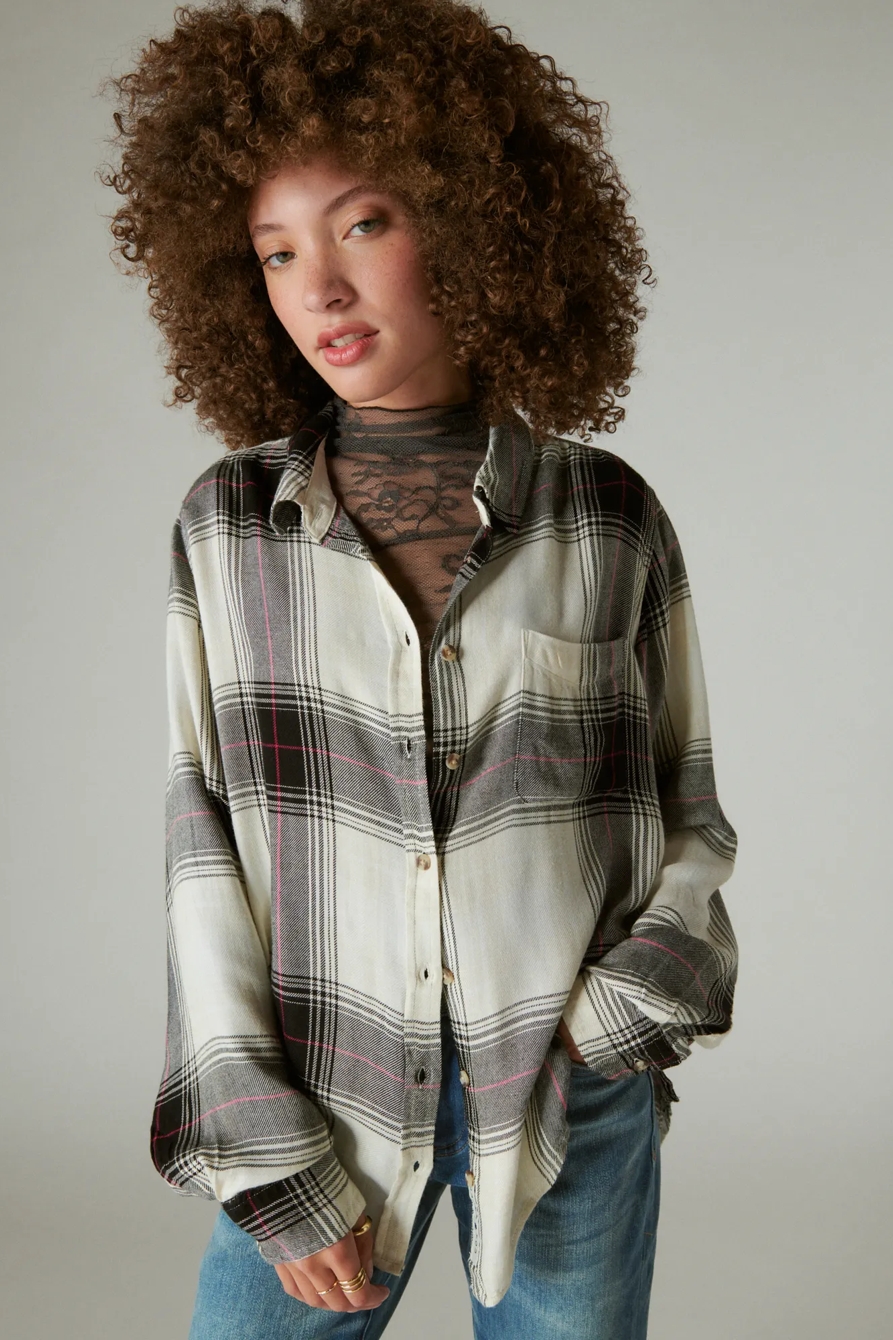 CLOUD PLAID BOYFRIEND FLANNEL SHIRT, image 2