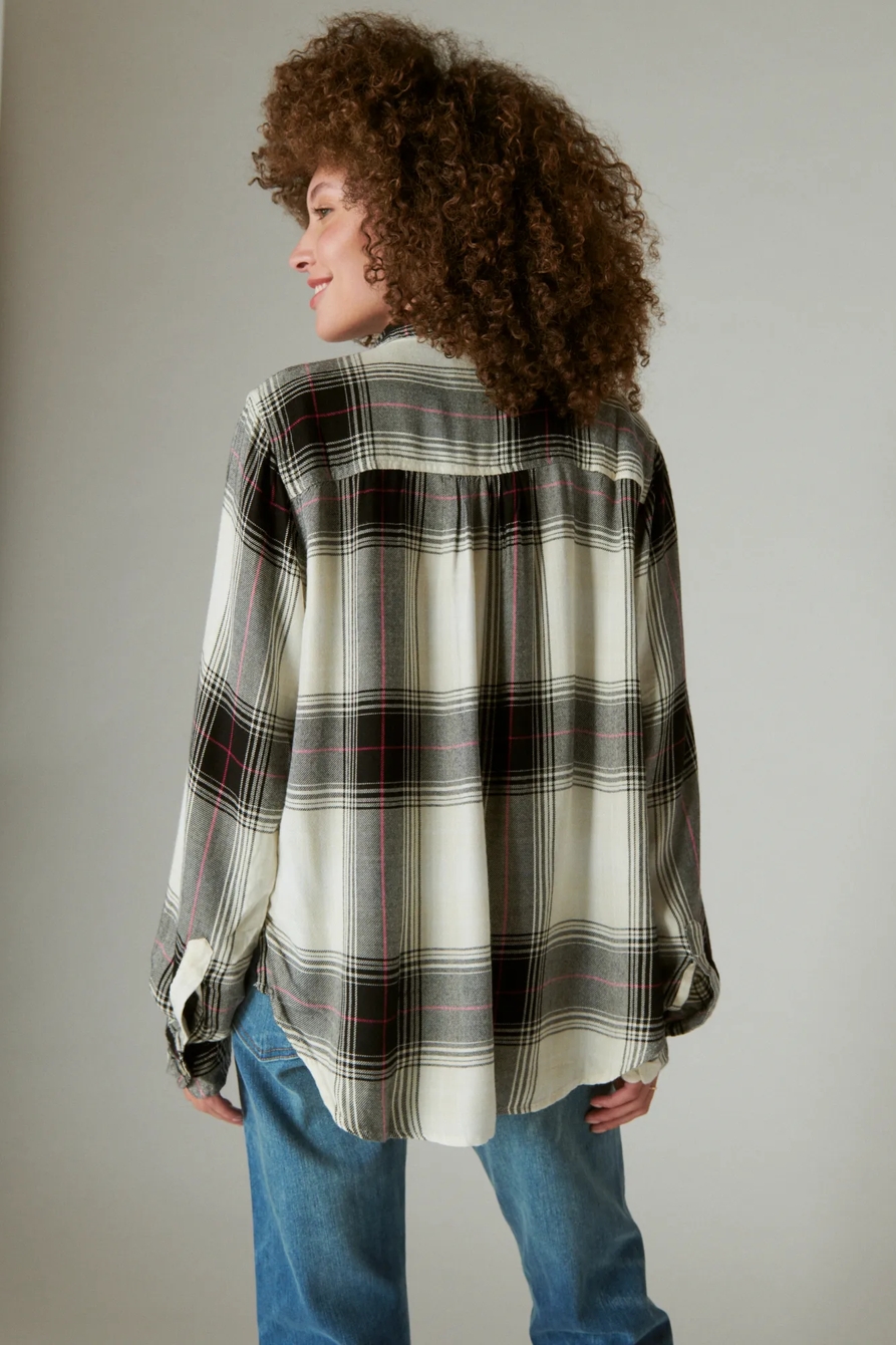CLOUD PLAID BOYFRIEND FLANNEL SHIRT, image 3
