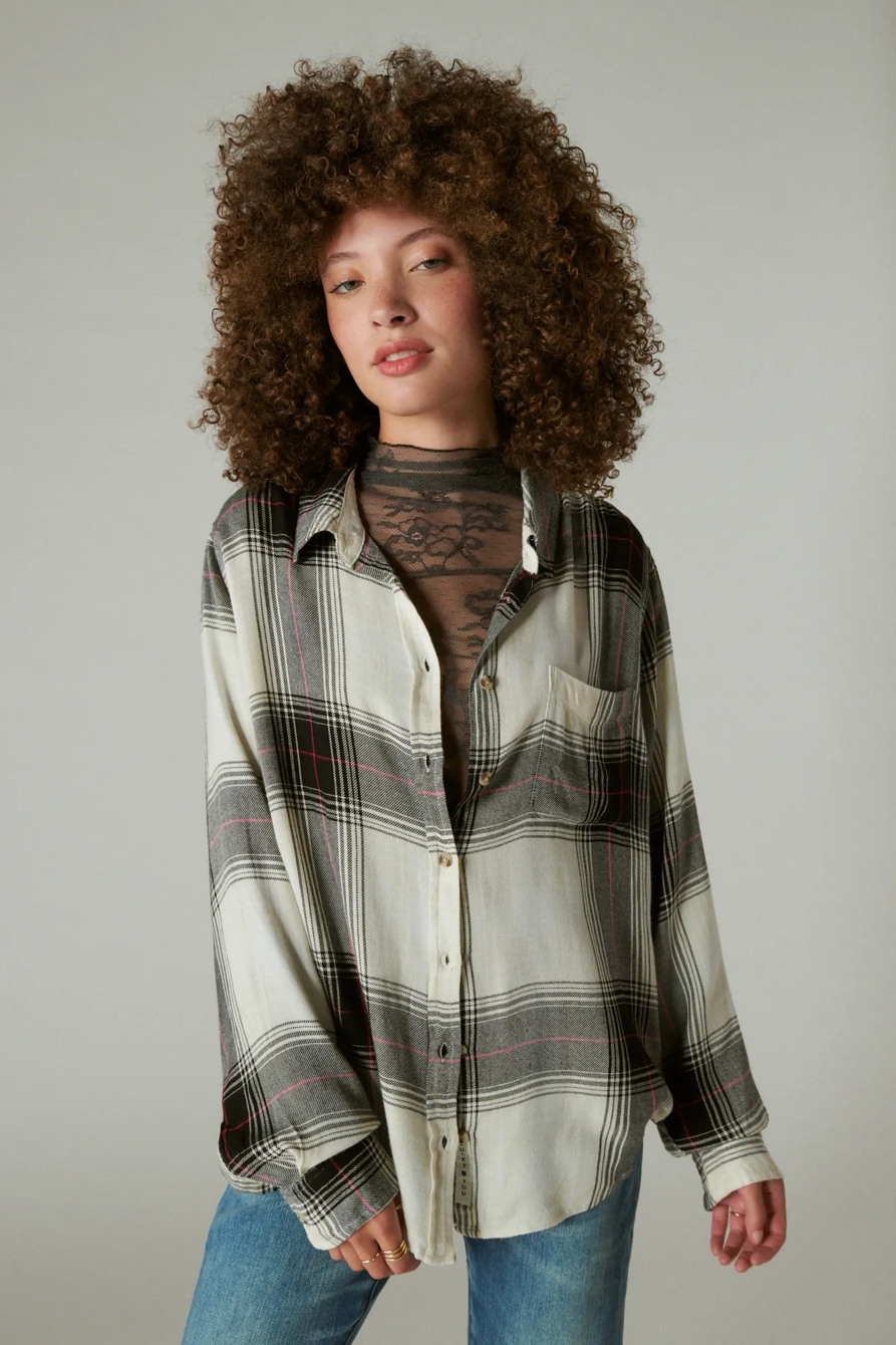 CLOUD PLAID BOYFRIEND FLANNEL SHIRT, image 4
