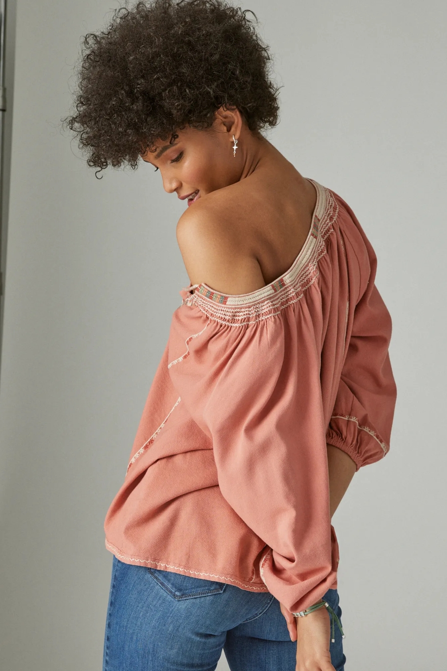 LONG SLEEVE EMBROIDERED PEASANT BLOUSE, image 3