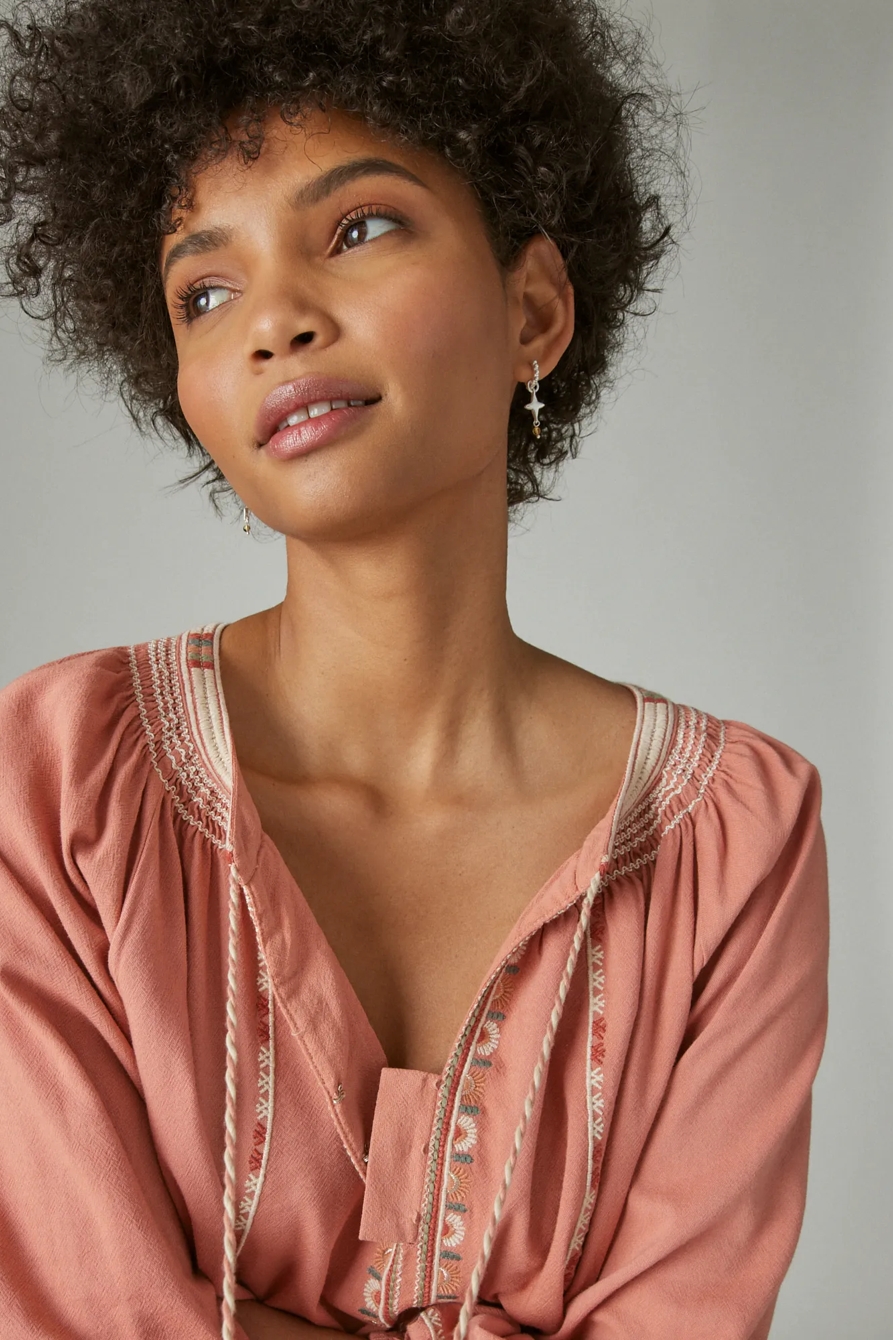 LONG SLEEVE EMBROIDERED PEASANT BLOUSE, image 4