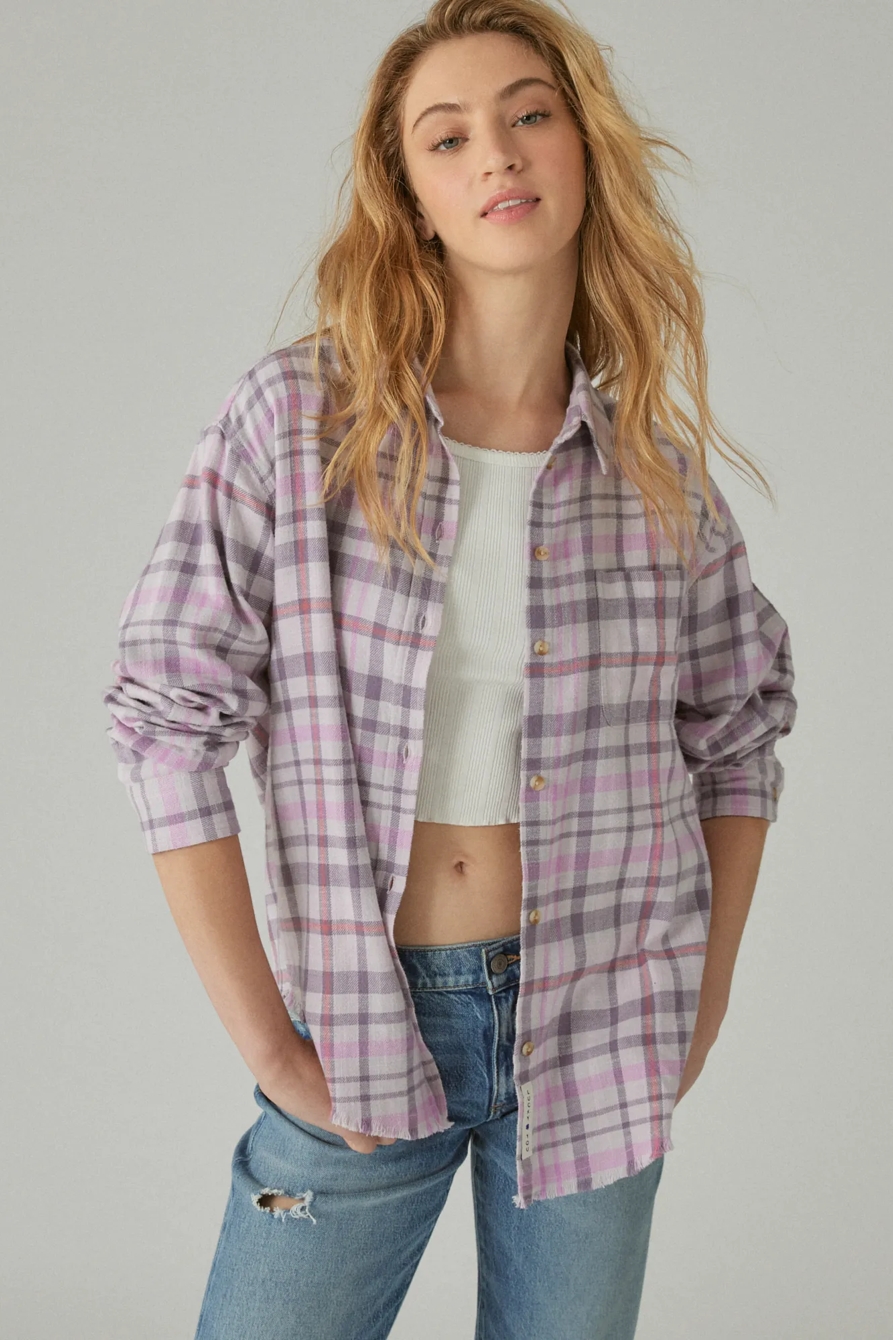 OVERSIZED DISTRESSED PLAID FLANNEL SHIRT | Lucky Brand OVERSIZED DISTRESSED PLAID FLANNEL SHIRT | Lucky Brand