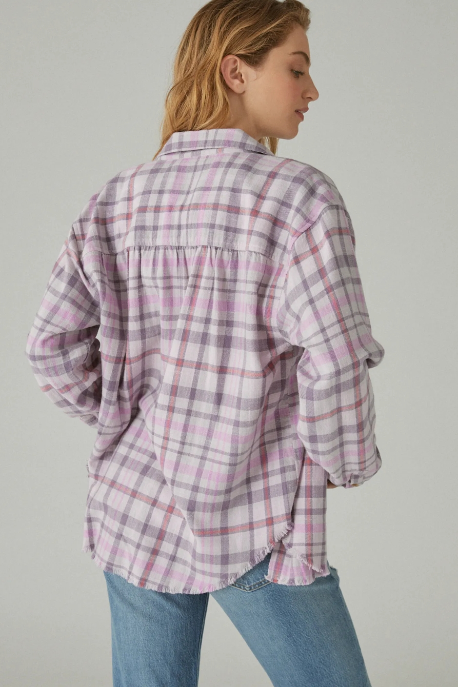 OVERSIZED DISTRESSED PLAID FLANNEL SHIRT, image 3
