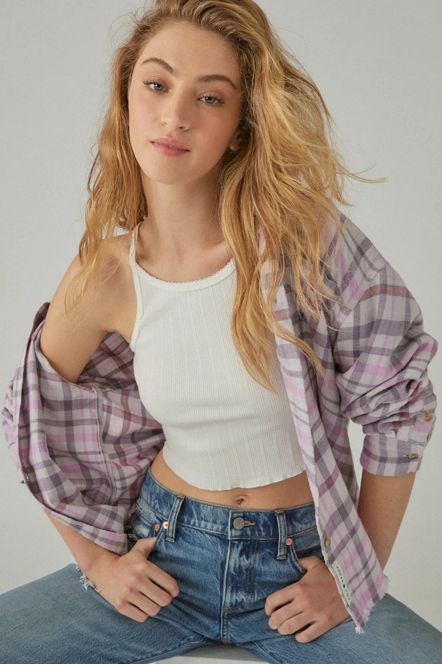OVERSIZED DISTRESSED PLAID FLANNEL SHIRT, image 4