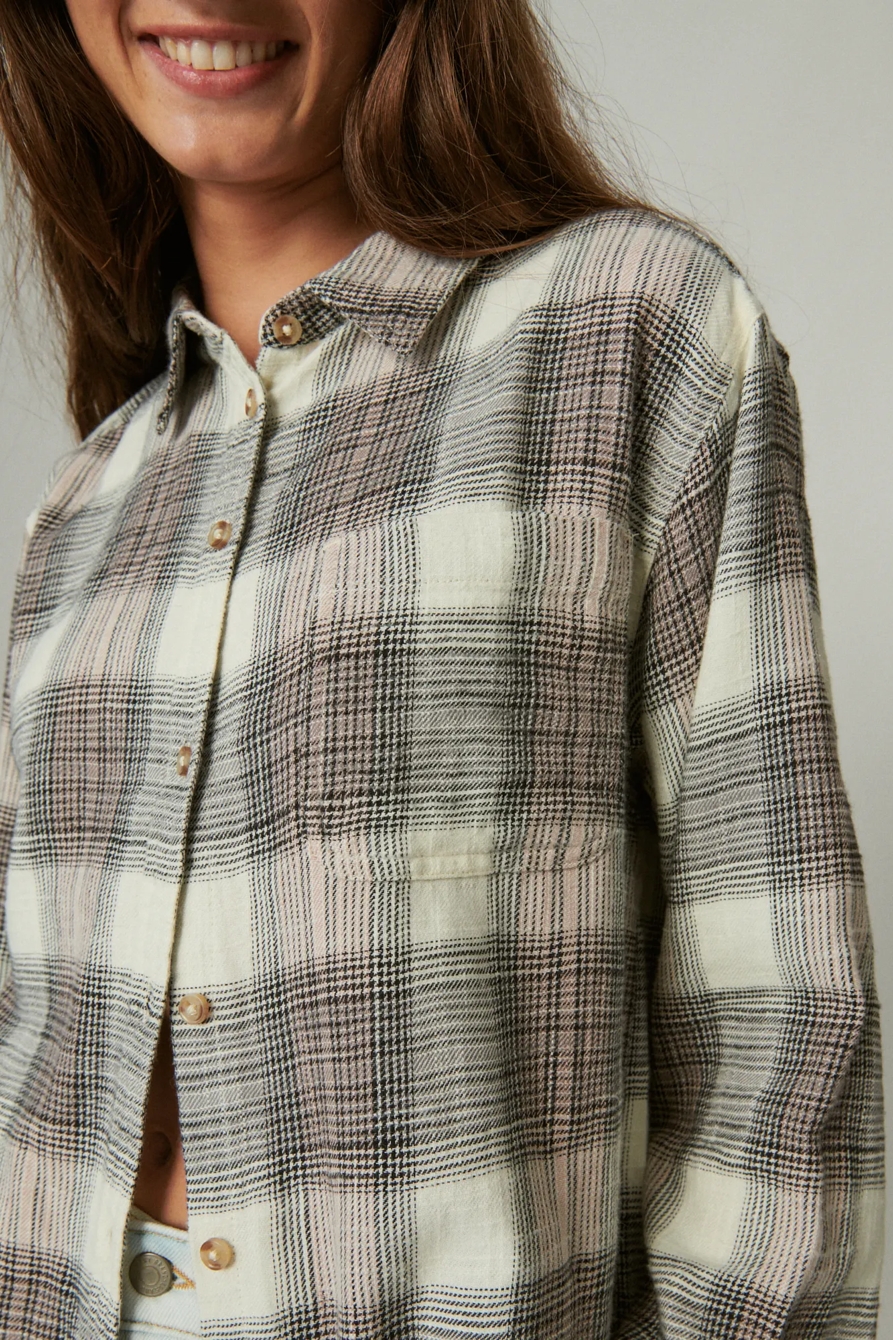 OVERSIZED BOYFRIEND PLAID FLANNEL POCKET SHIRT, image 3