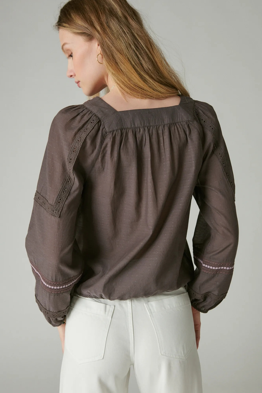 EMBROIDERED SQUARE NECK BLOUSE, image 3
