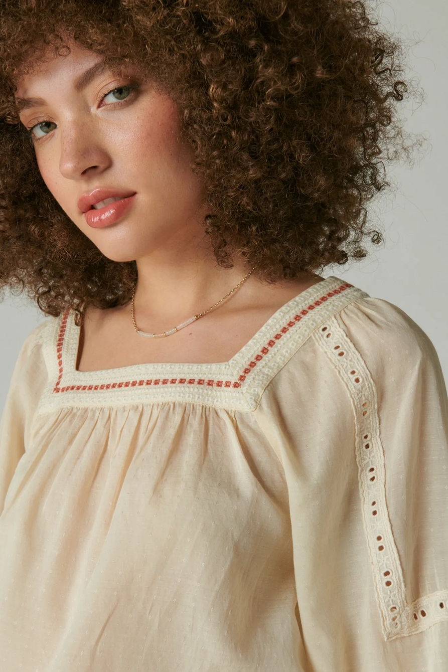 EMBROIDERED SQUARE NECK BLOUSE, image 2