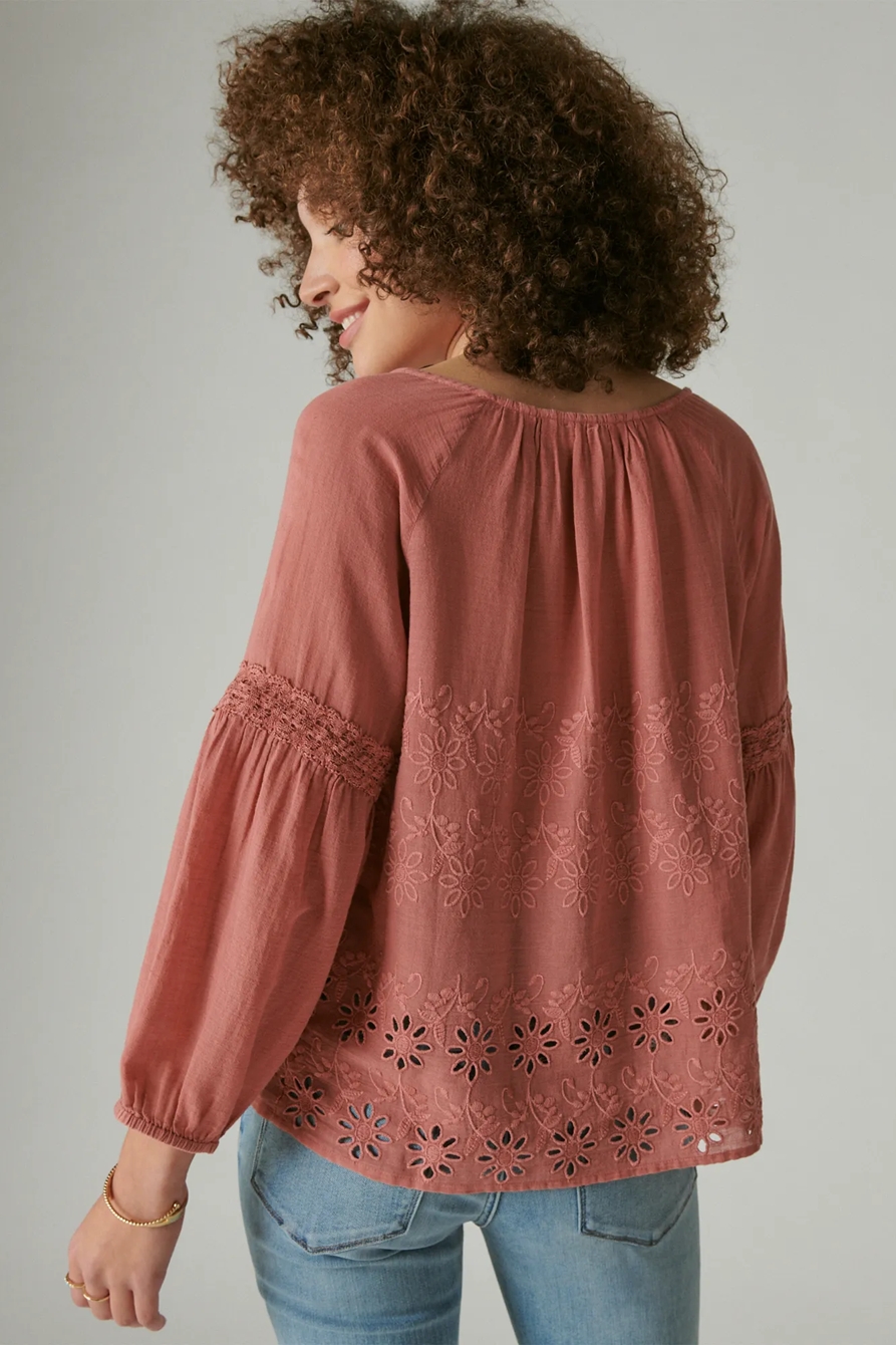 EYELET EMBROIDERED PEASANT TOP, image 3