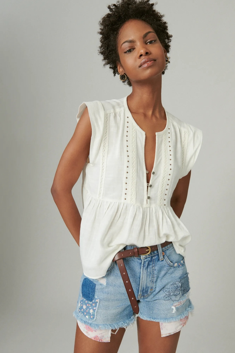 STUDDED BABYDOLL TOP, image 2