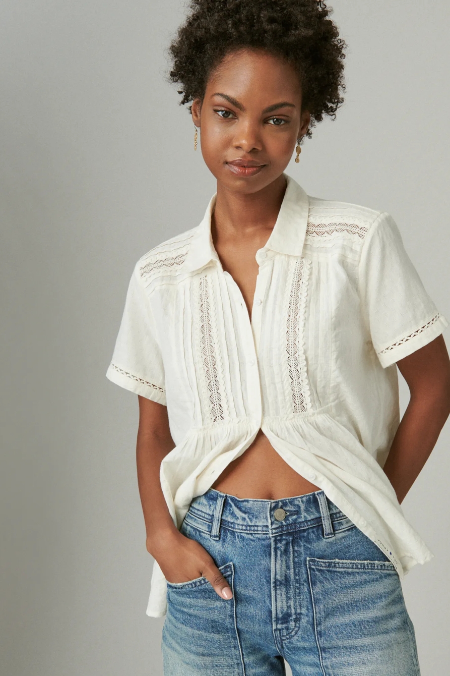 LACE BUTTON DOWN SHIRT, image 2