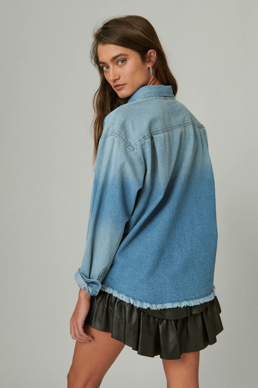 RAW EDGE CROPPED DENIM SHIRT, image 3