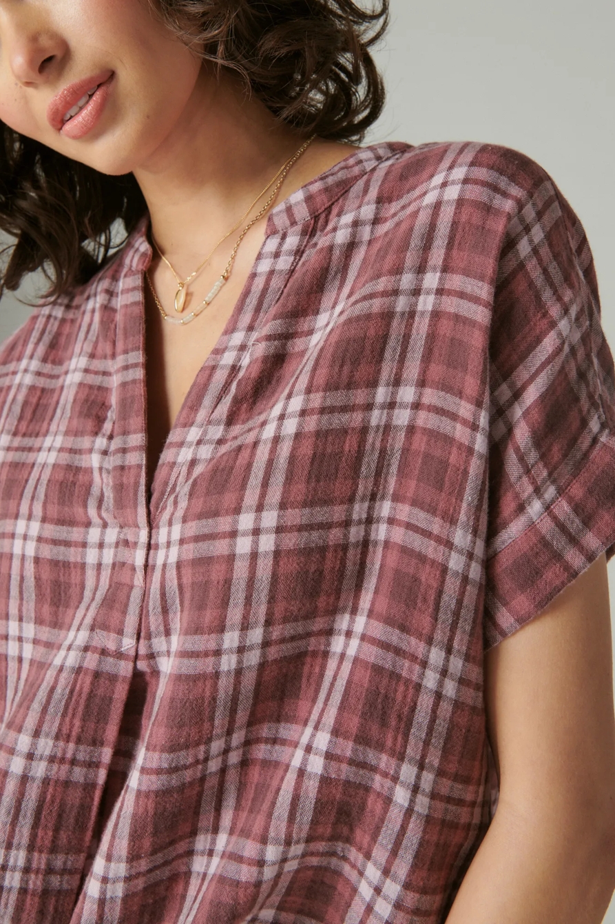SHORT SLEEVE PLAID POPOVER SHIRT, image 4