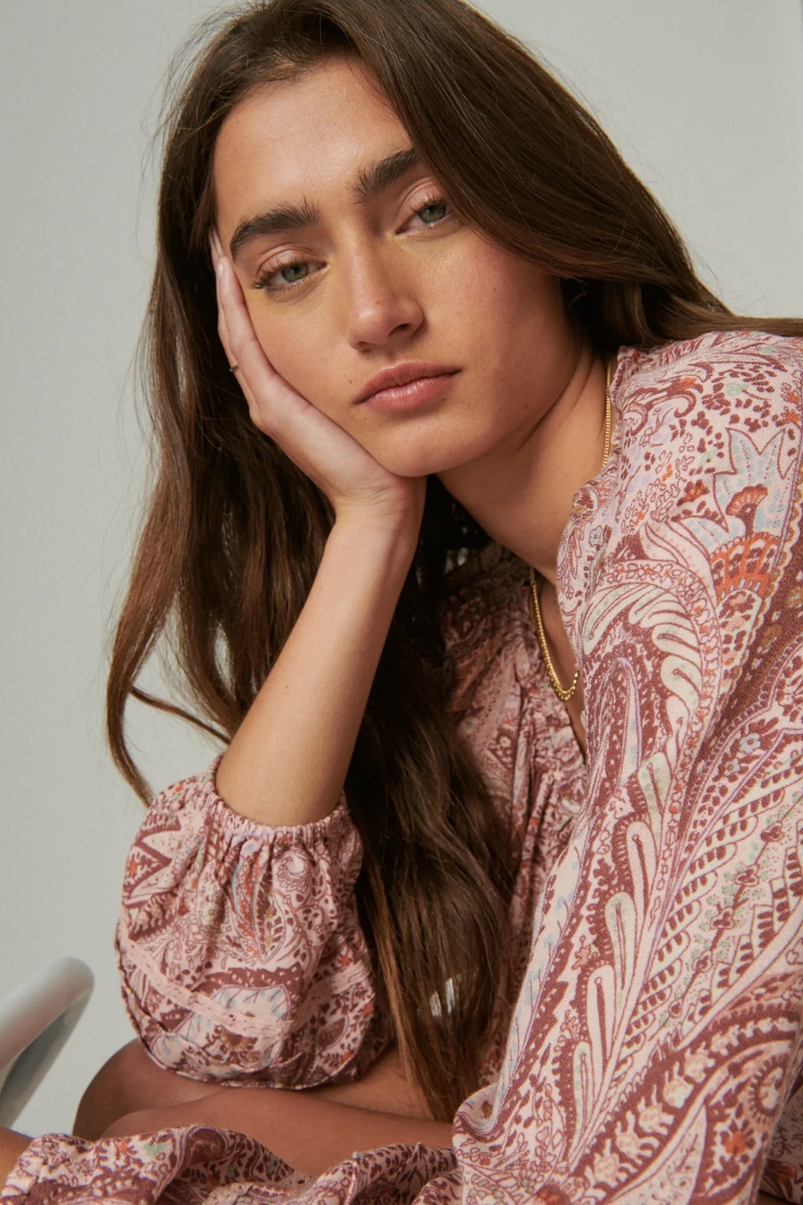 PRINTED BUBBLE HEM BLOUSE, image 2