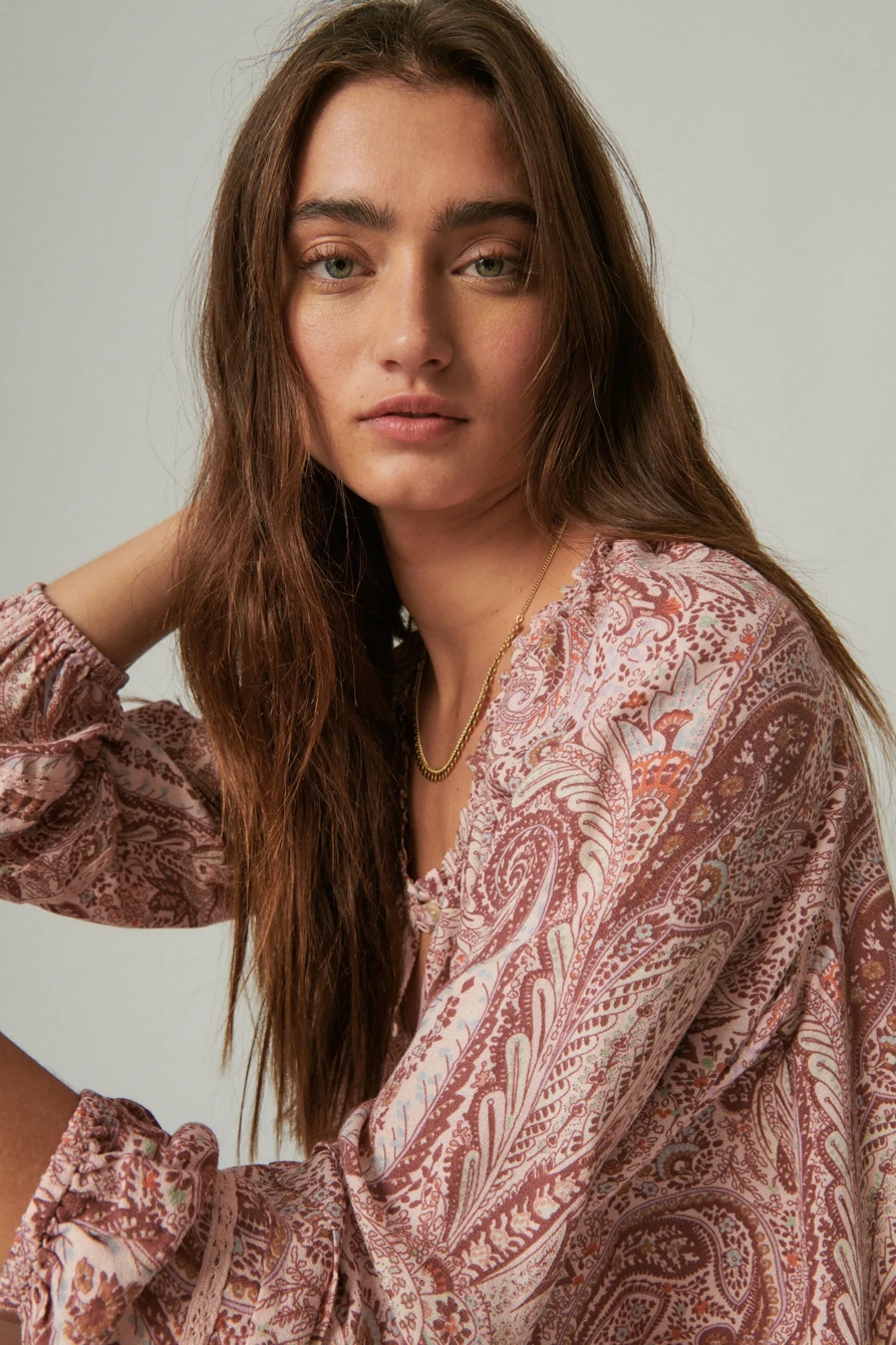 PRINTED BUBBLE HEM BLOUSE, image 4