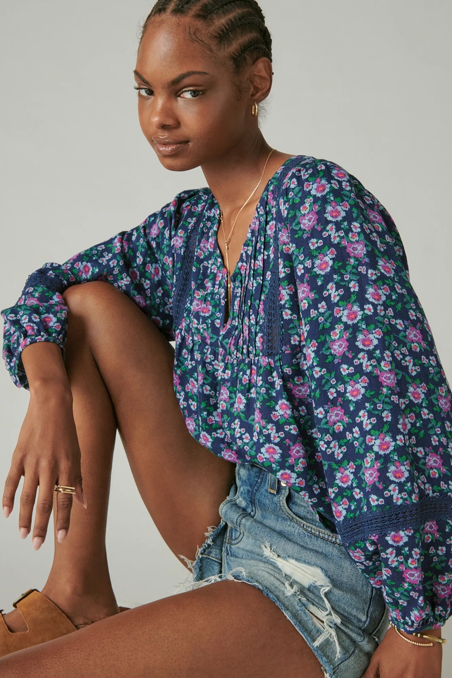 PINTUCK LACE LONG SLEEVE TOP, image 2