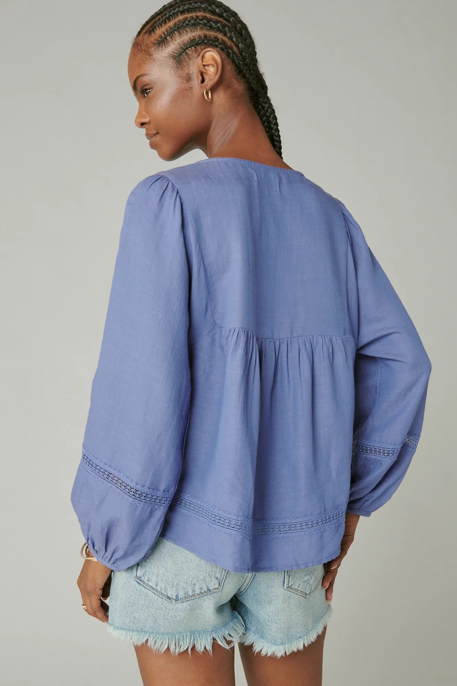 PINTUCK LACE LONG SLEEVE TOP, image 3