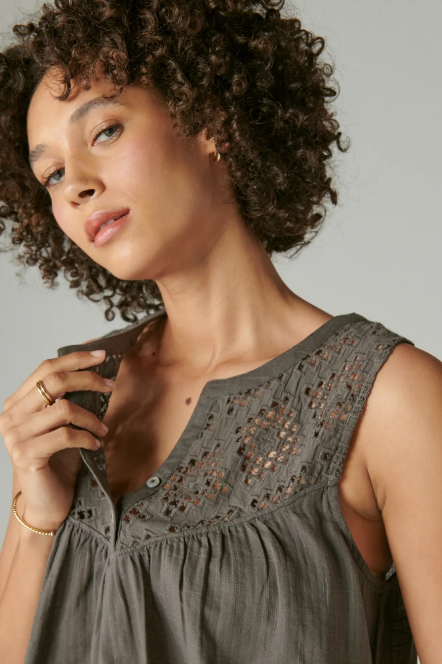 EMBROIDERED CUTWORK TANK, image 2
