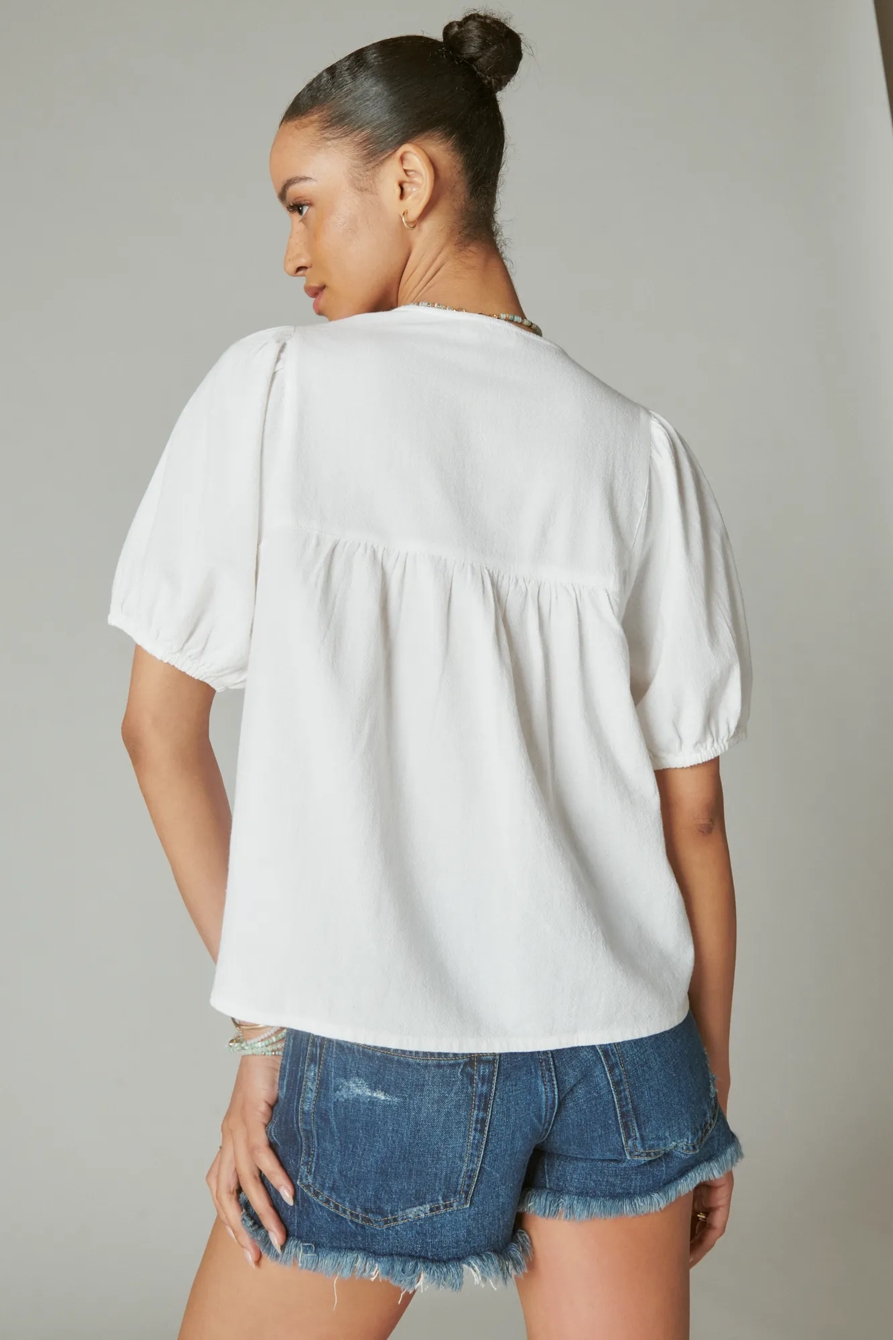 CROCHET SHORT SLEEVE PEASANT TOP, image 3