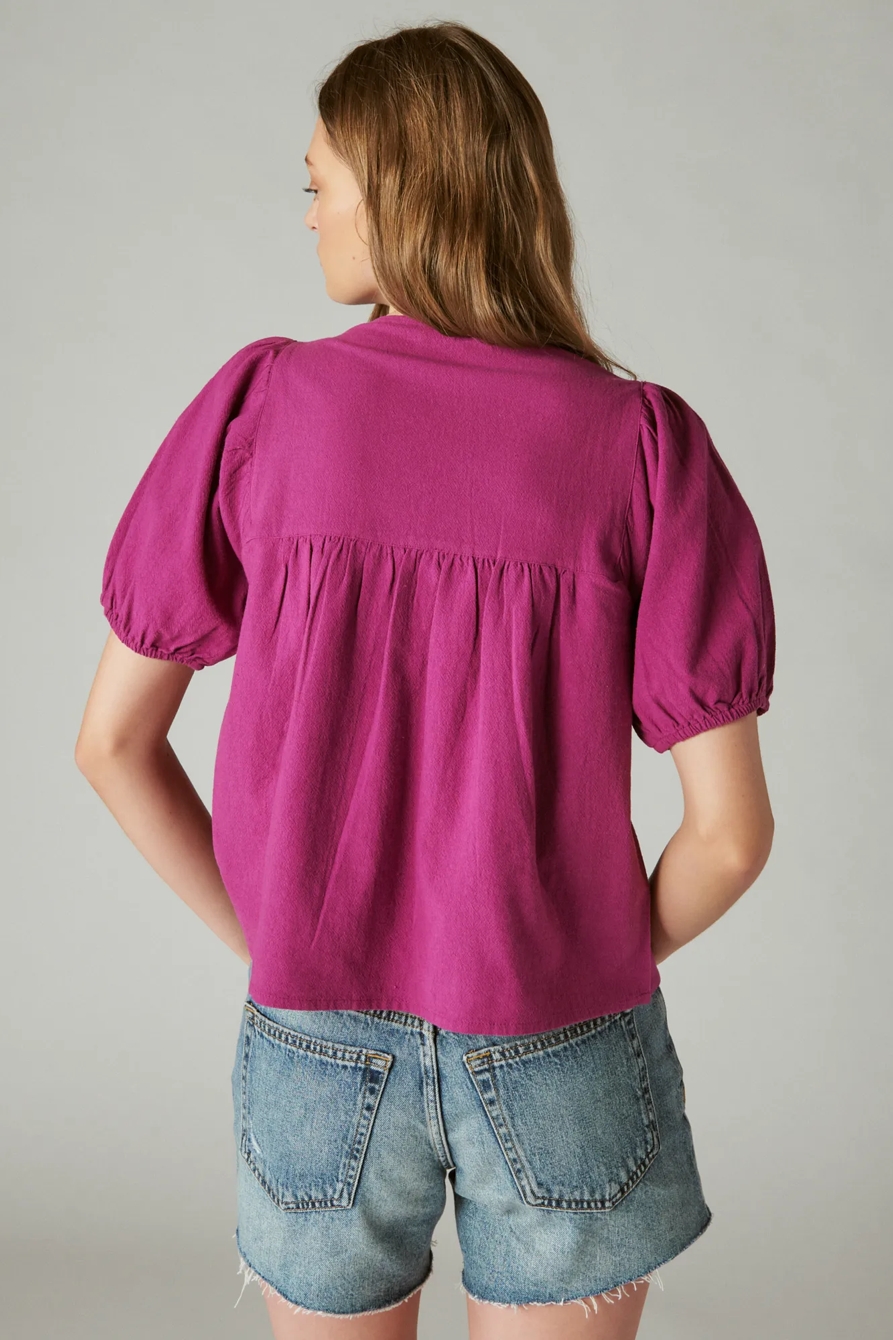 CROCHET SHORT SLEEVE PEASANT TOP, image 4