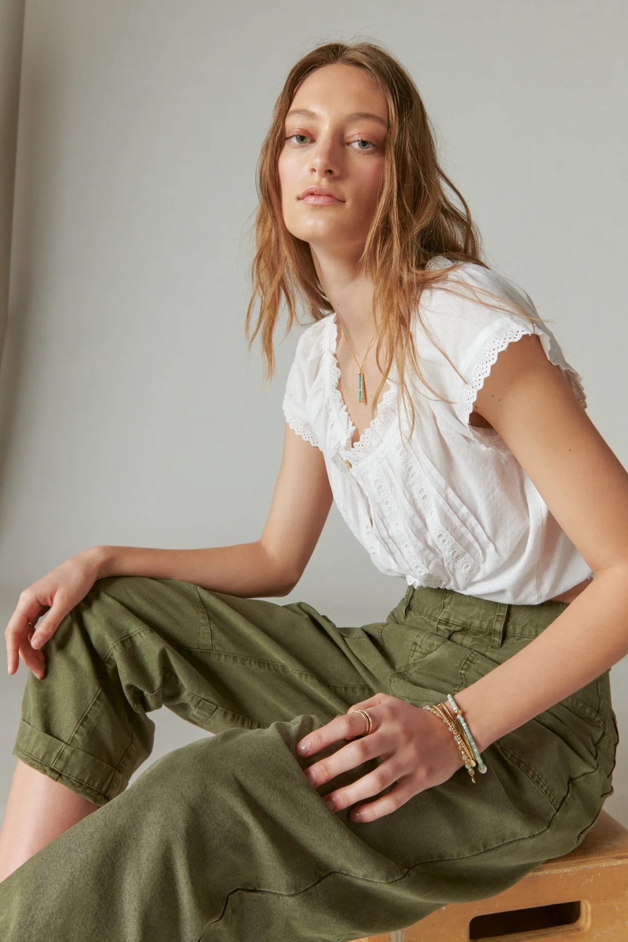 BUTTON FRONT PEASANT TOP, image 2