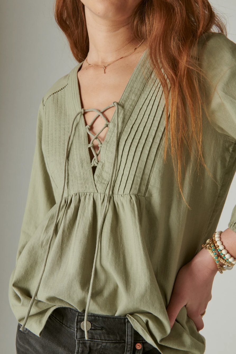 LACE UP PEASANT BLOUSE, image 4