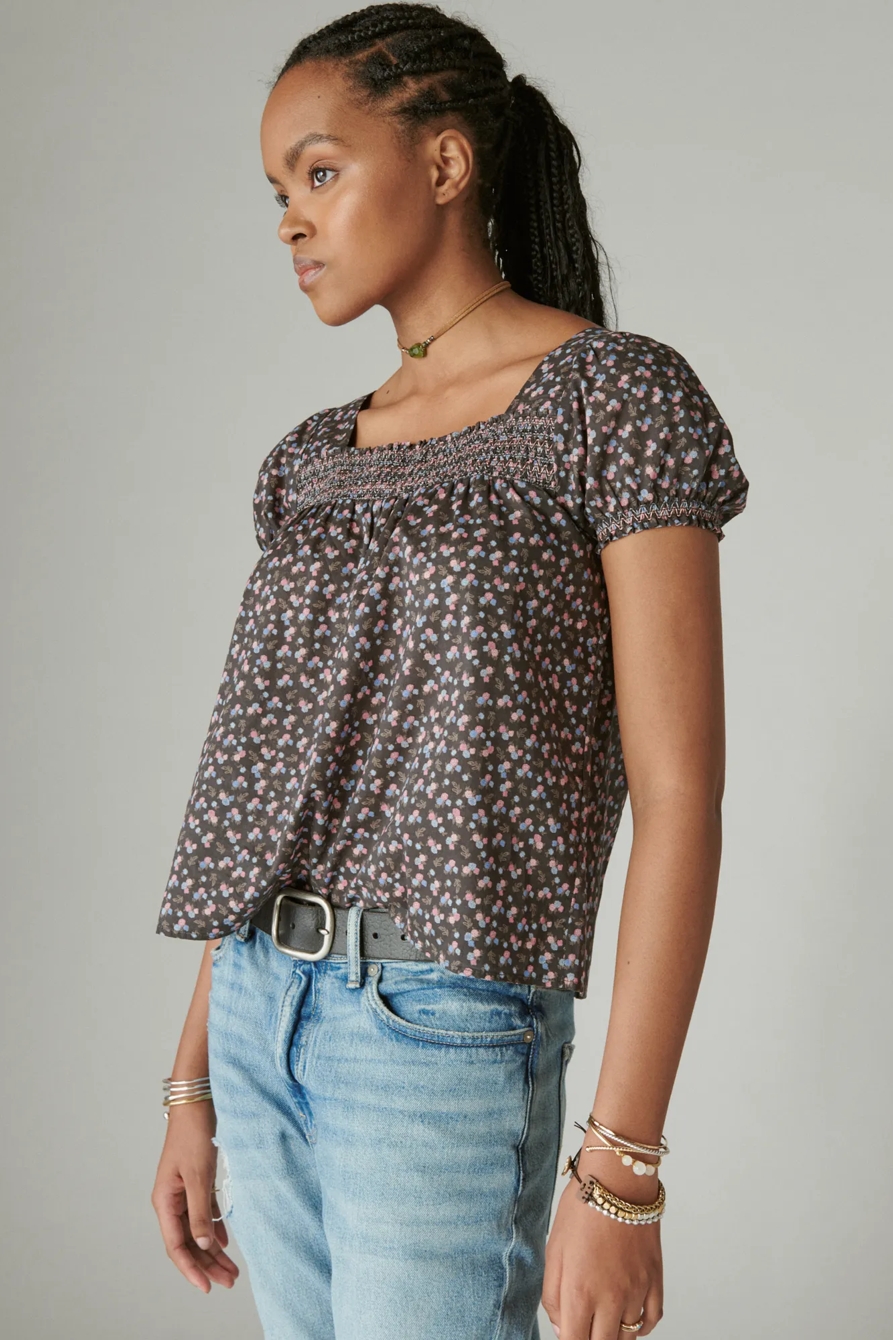 DITSY FLORAL SQUARE NECK PEASANT TOP, image 2