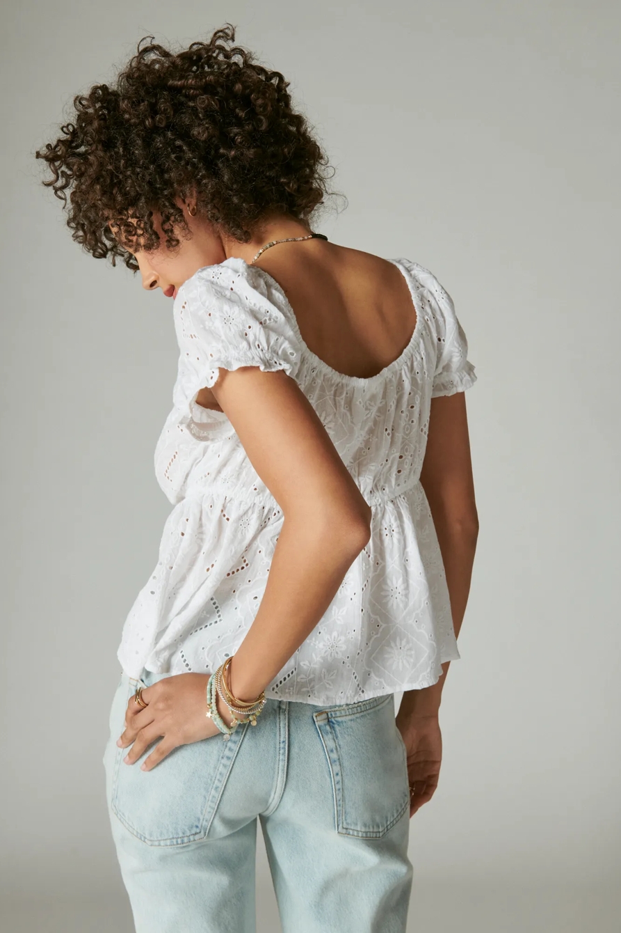 TIE FRONT SCHIFFLEY BABYDOLL TOP, image 3