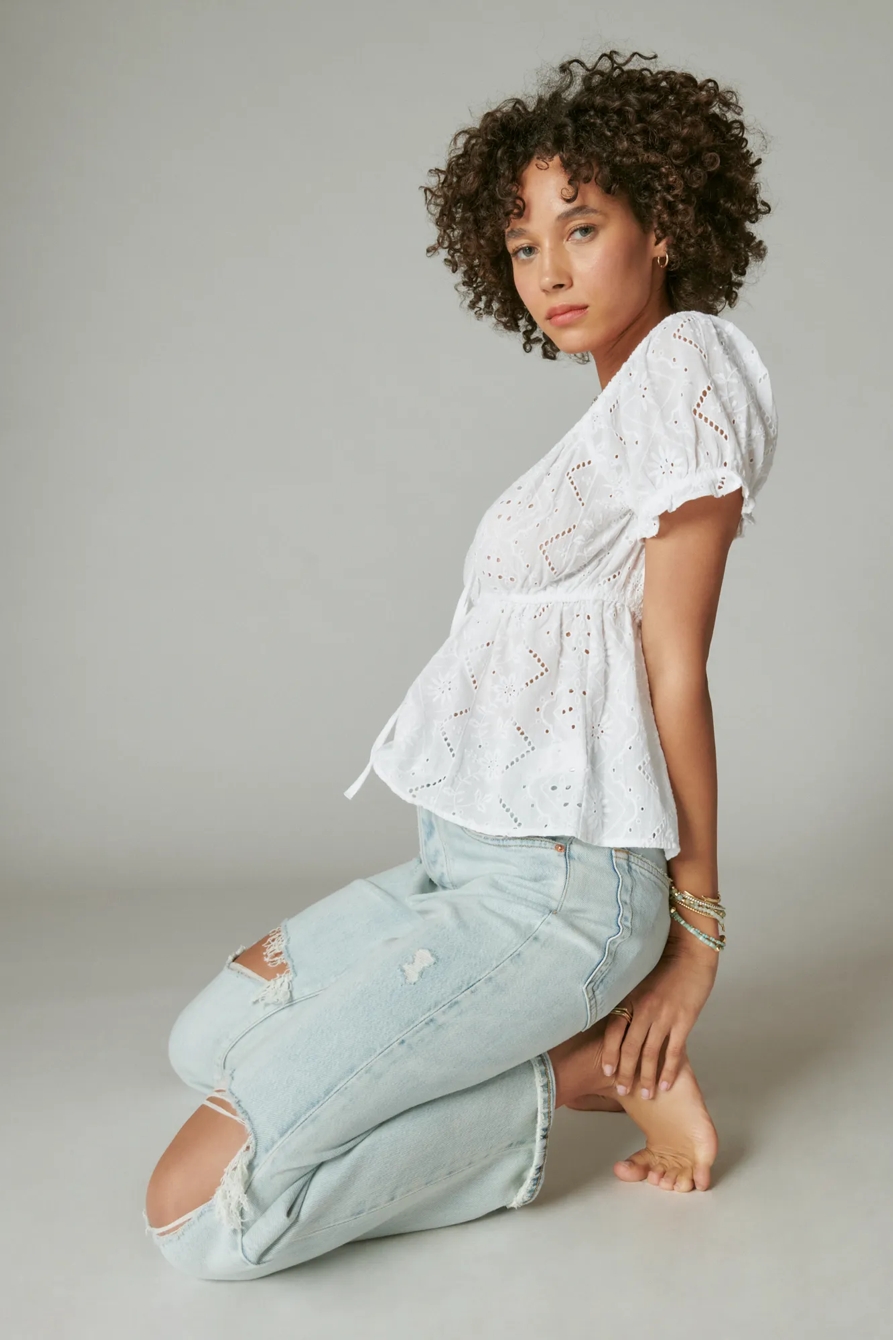 TIE FRONT SCHIFFLEY BABYDOLL TOP, image 4