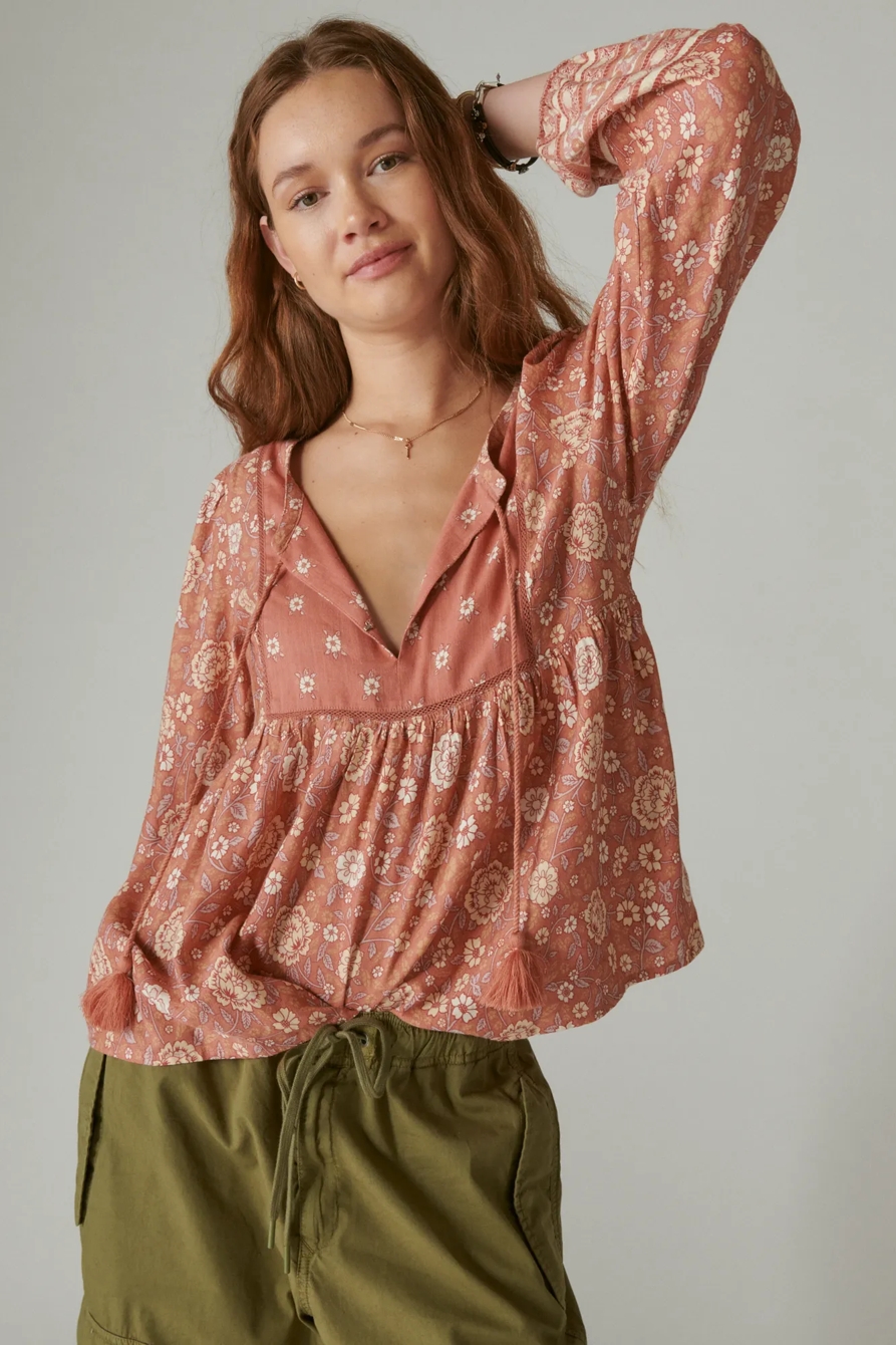 LONG SLEEVE PEASANT BLOUSE, image 1