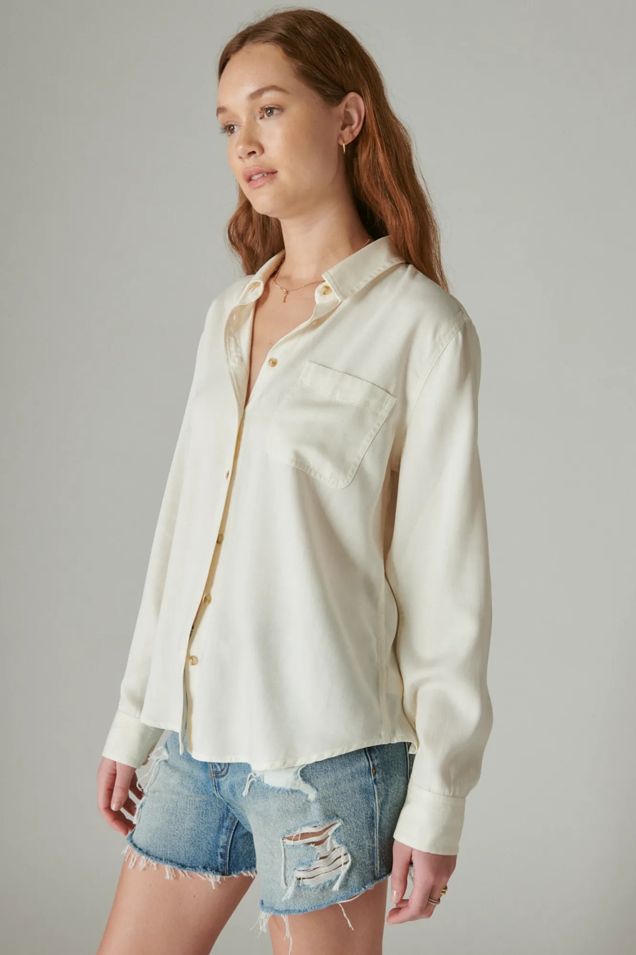 SOLID BOYFRIEND BUTTON DOWN SHIRT, image 2