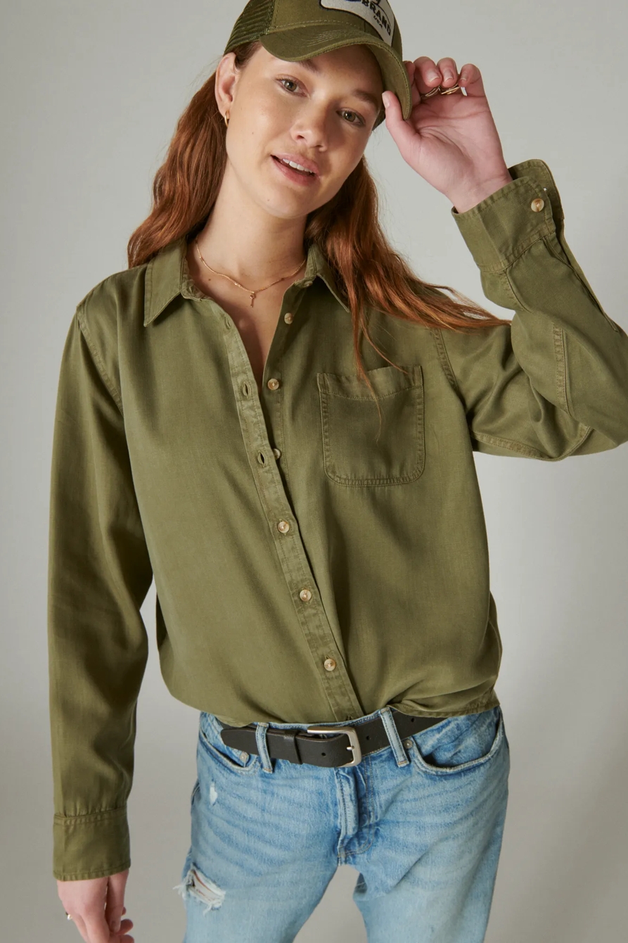 SOLID BOYFRIEND BUTTON DOWN SHIRT, image 4
