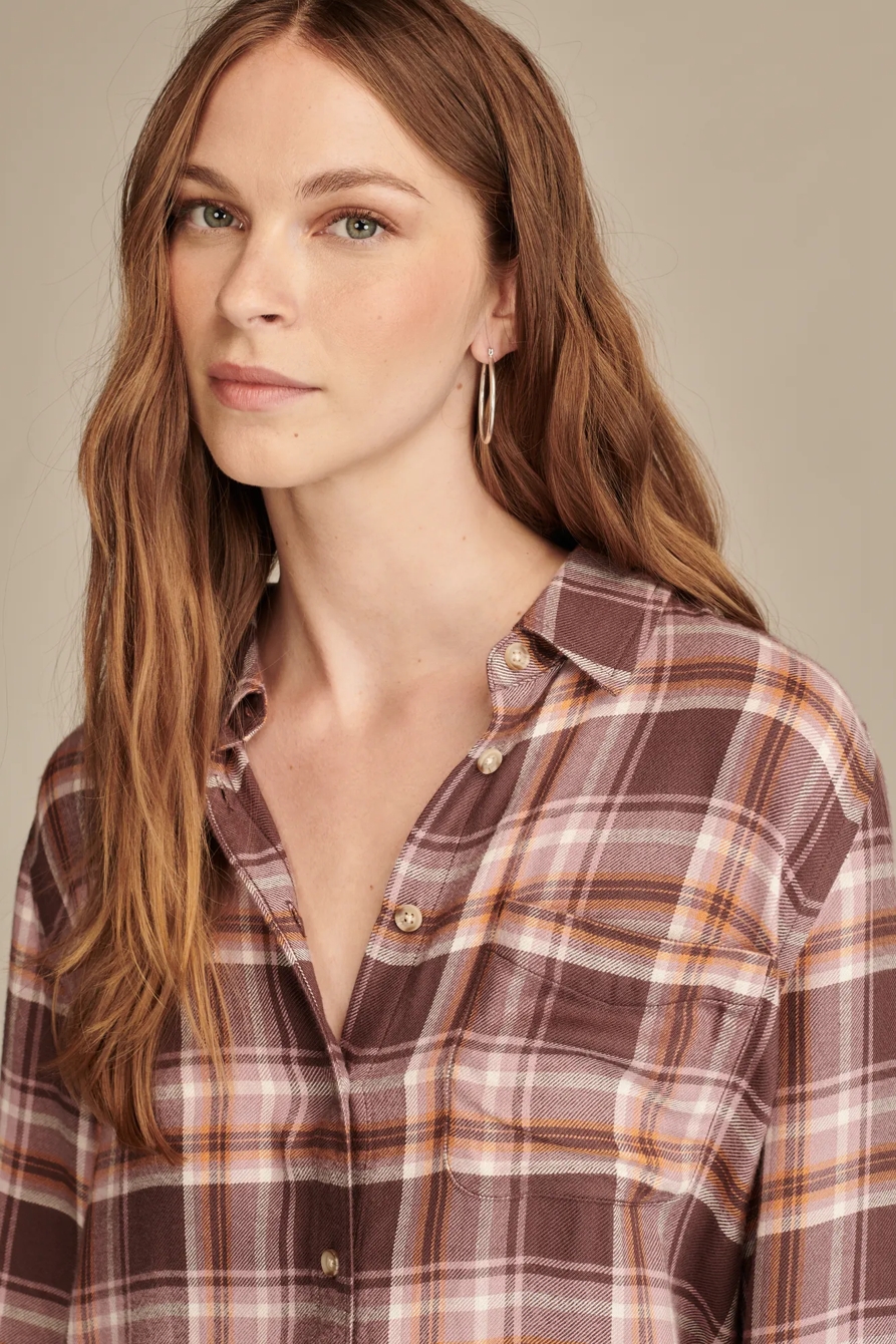 CLOUD PLAID BOYFRIEND FLANNEL SHIRT, image 2