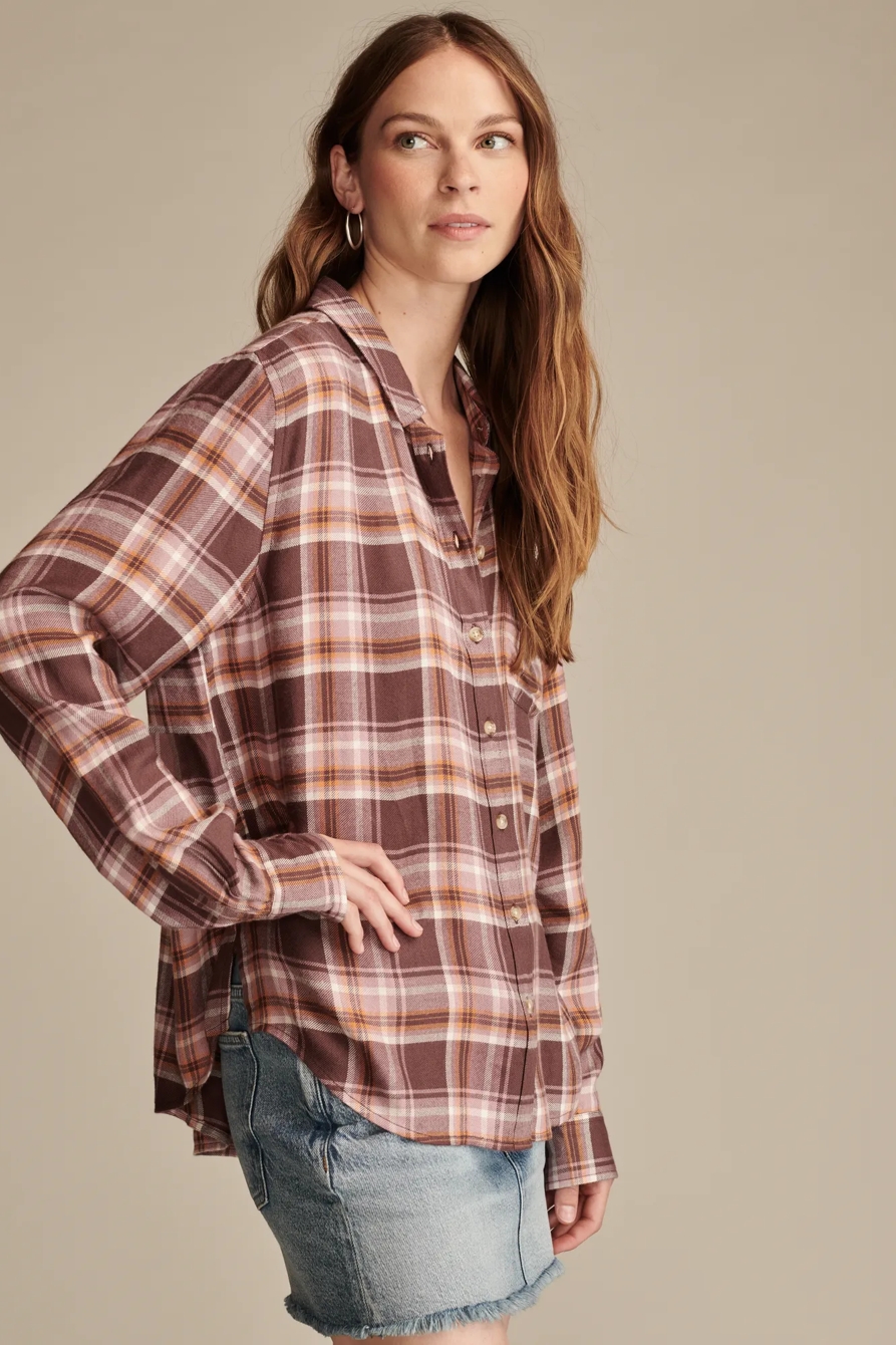 CLOUD PLAID BOYFRIEND FLANNEL SHIRT, image 4