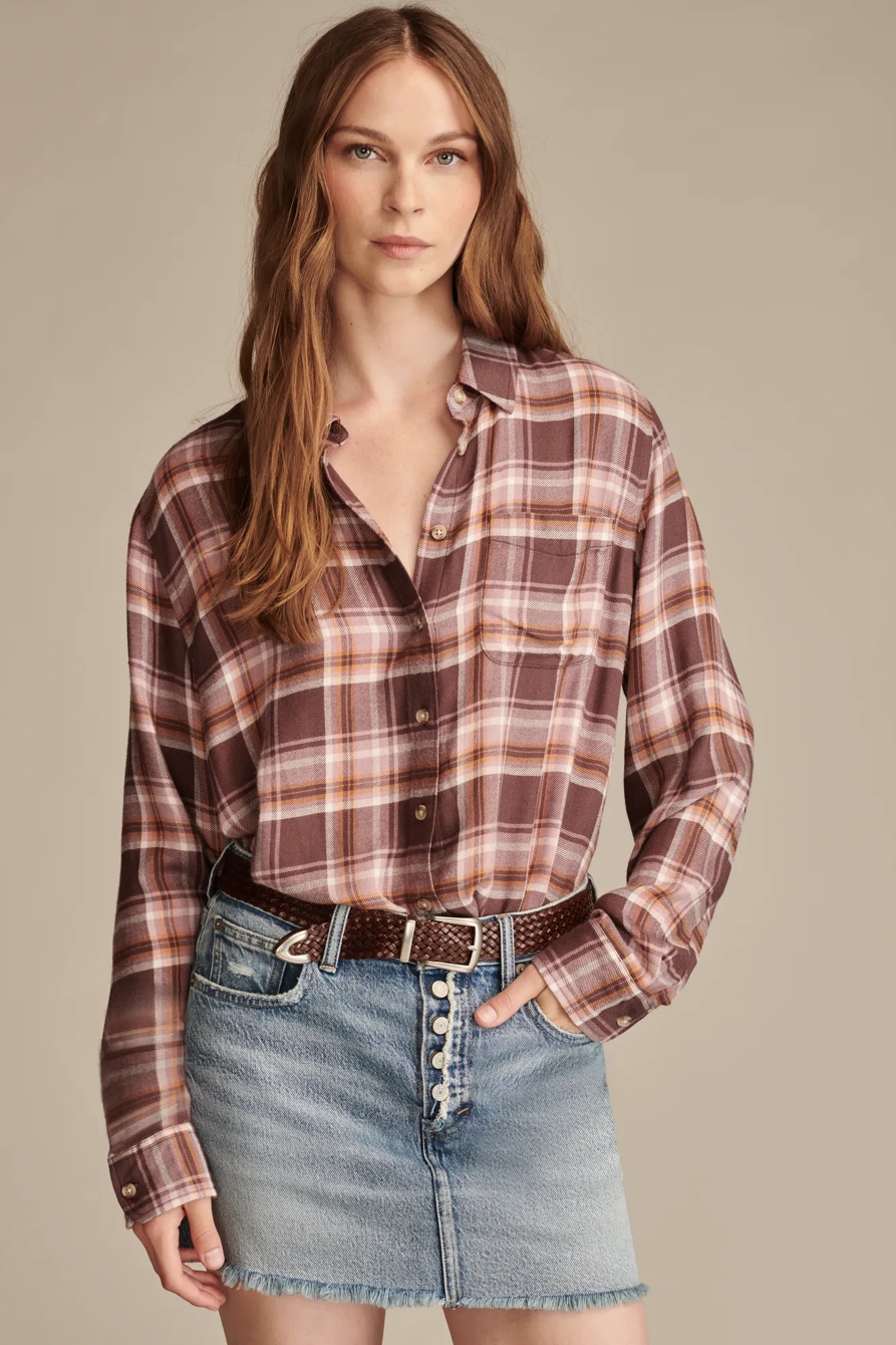CLOUD PLAID BOYFRIEND FLANNEL SHIRT, image 6