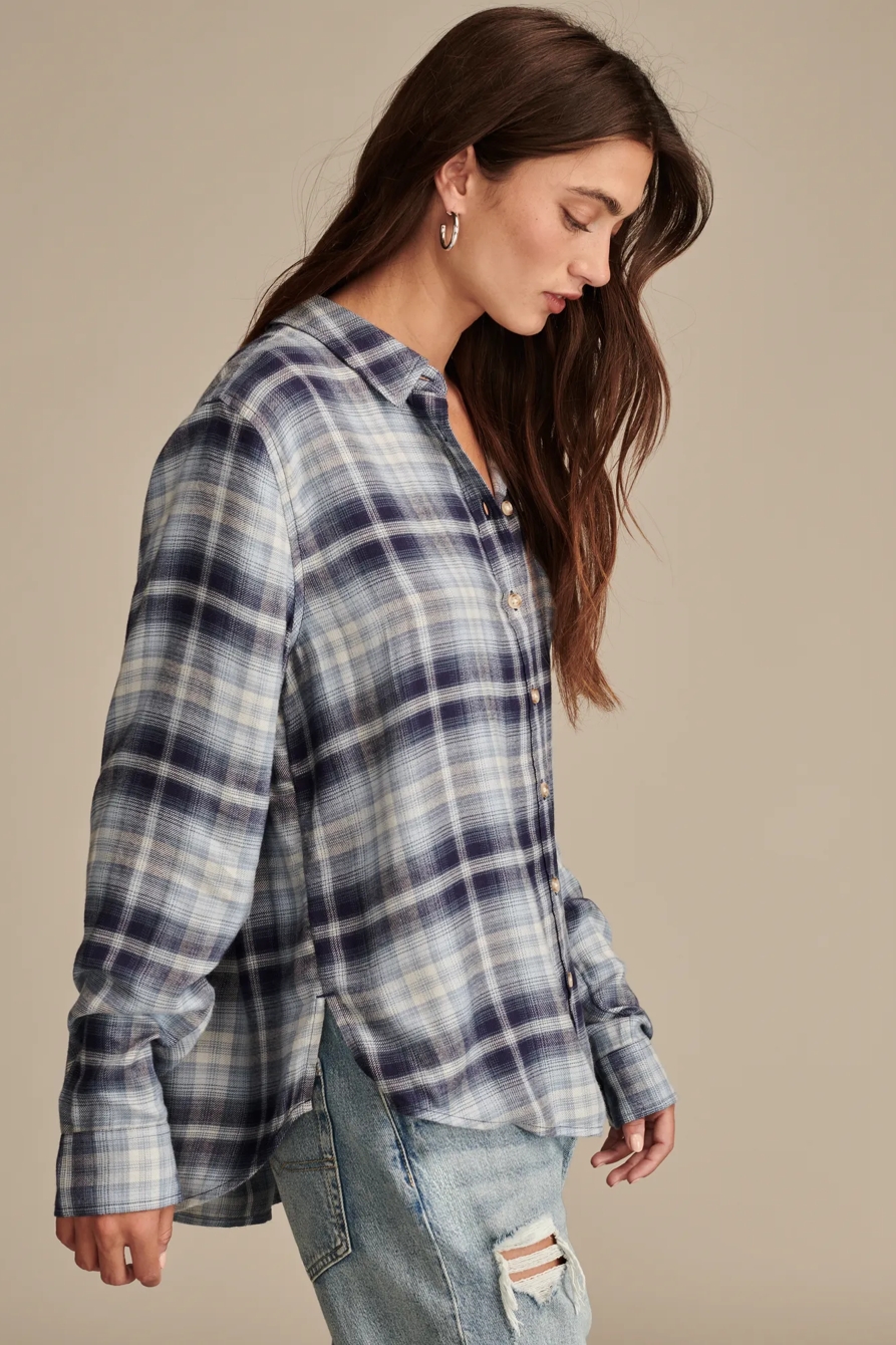 CLOUD PLAID BOYFRIEND FLANNEL SHIRT, image 4