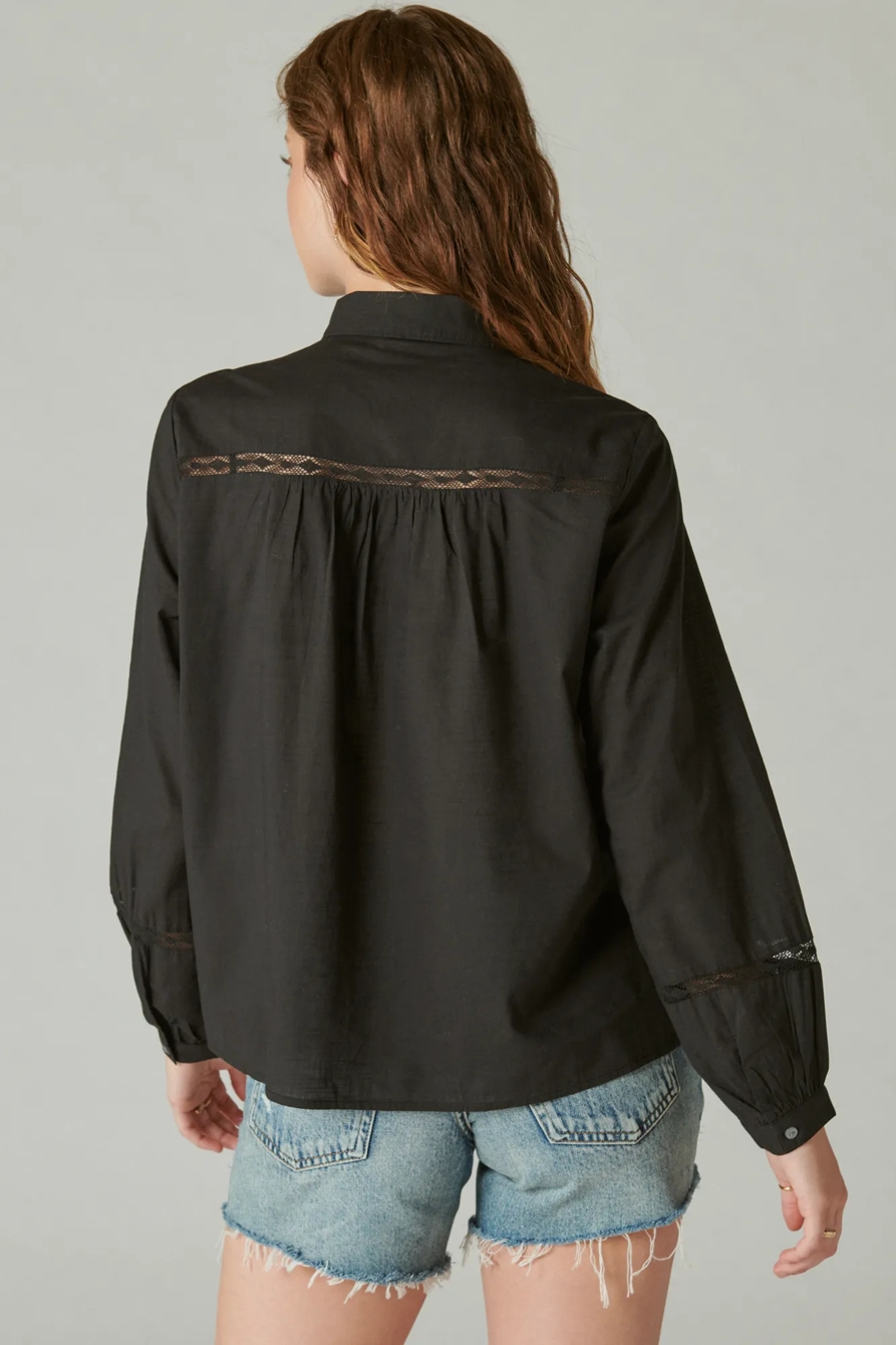 LACE TRIM BUTTON DOWN SHIRT, image 3