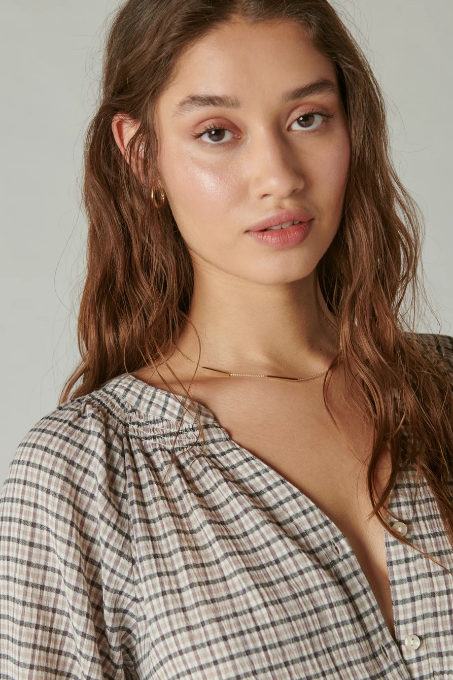 RELAXED PLAID OPEN NECKSHIRT, image 2