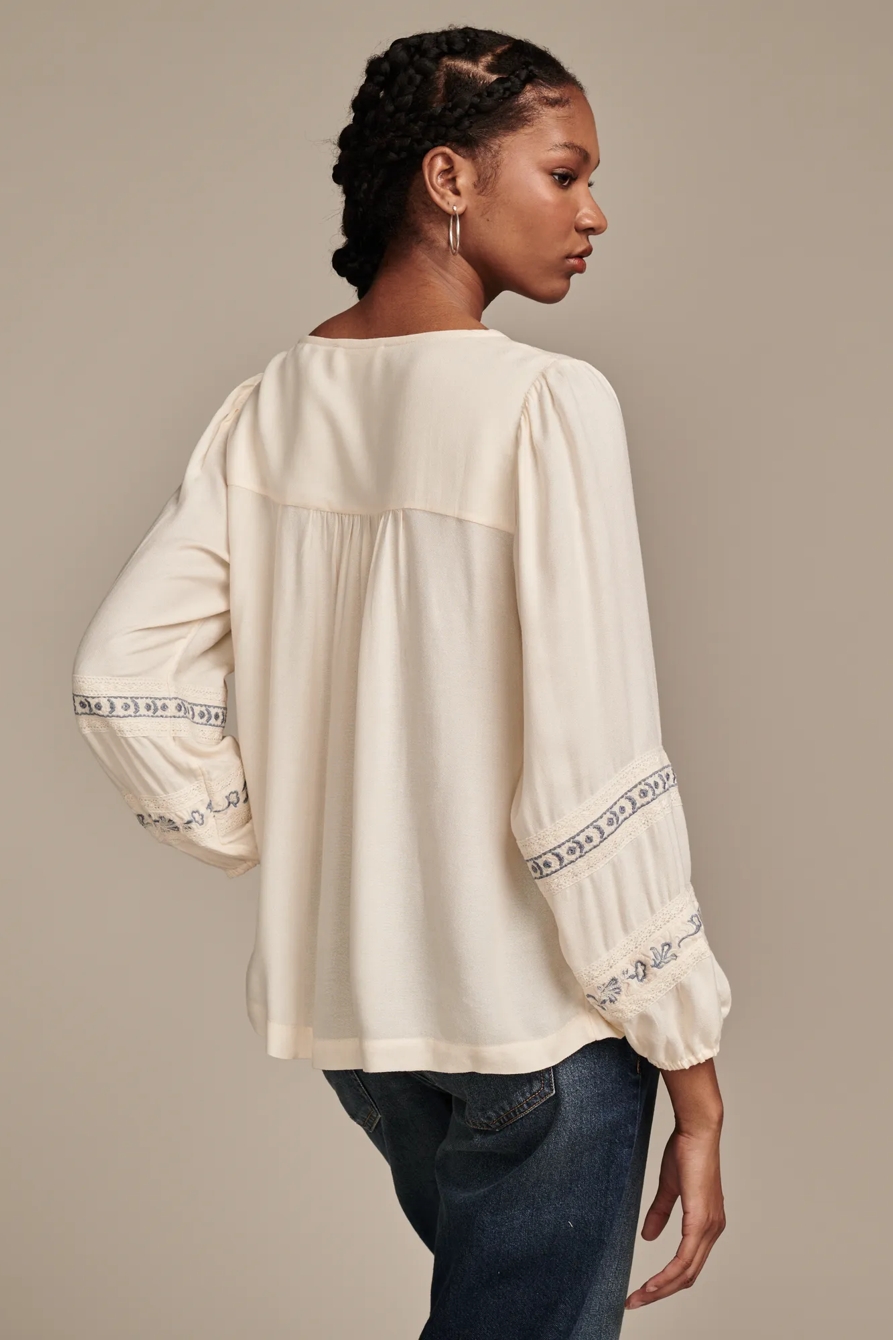 GEO EMBROIDERED BABYDOLL TOP, image 5