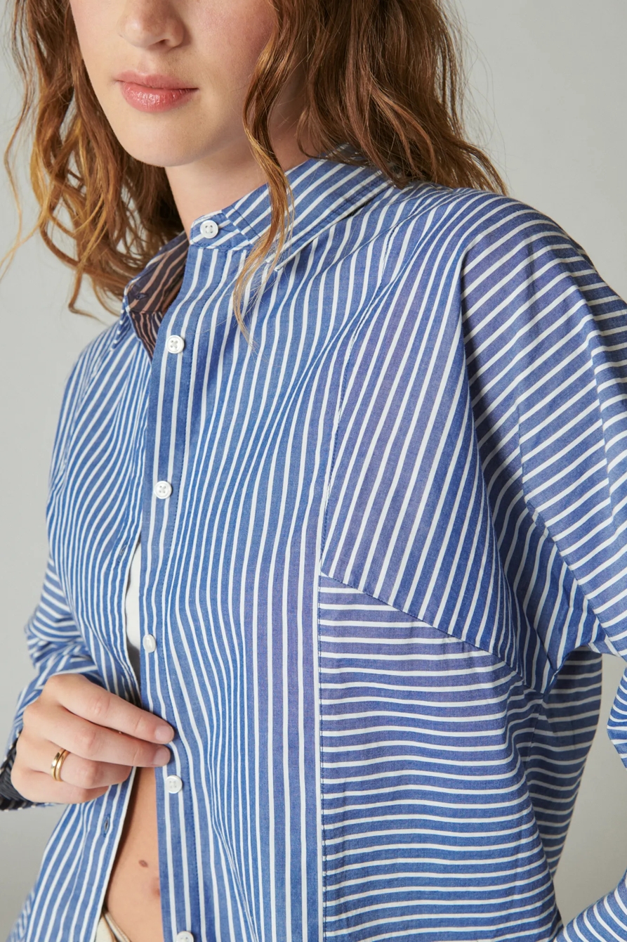 MULTI STRIPE OVERSIZED SEAMED SHIRT, image 2