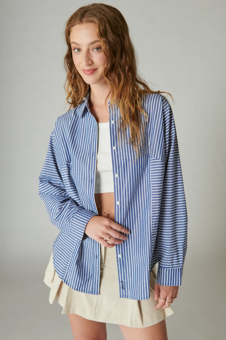MULTI STRIPE OVERSIZED SEAMED SHIRT, image 3