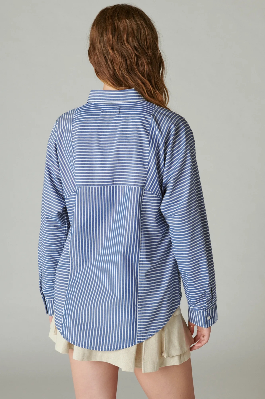 MULTI STRIPE OVERSIZED SEAMED SHIRT, image 4