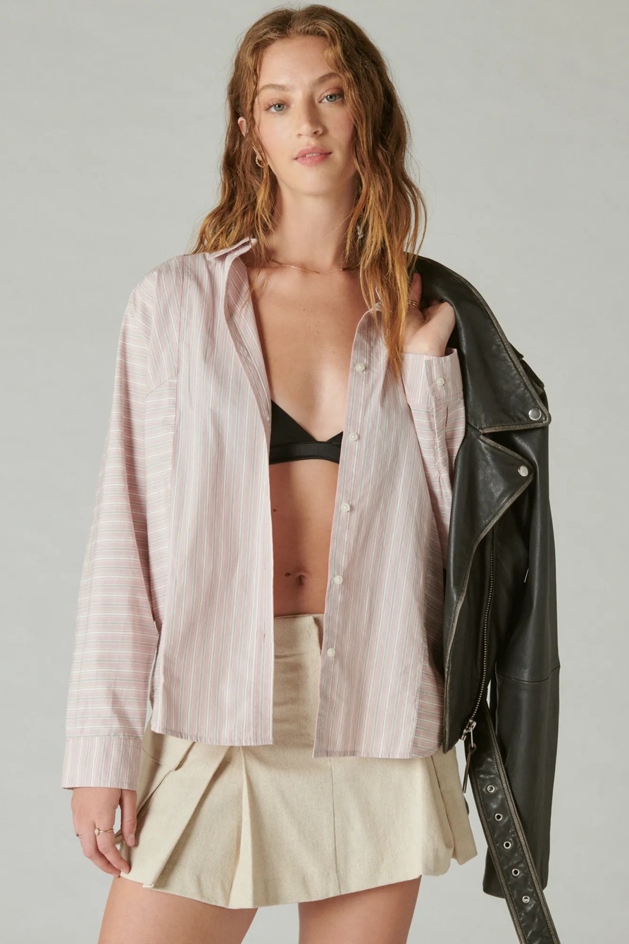 MULTI STRIPE OVERSIZED SEAMED SHIRT, image 2