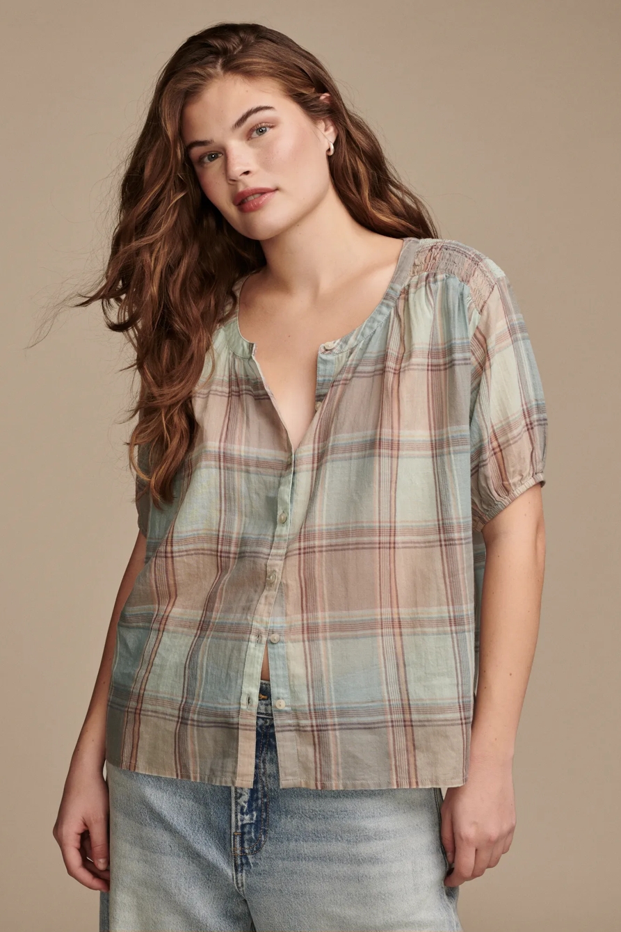 YARNDYED SMOCKED SHOULDER BLOUSE, image 1