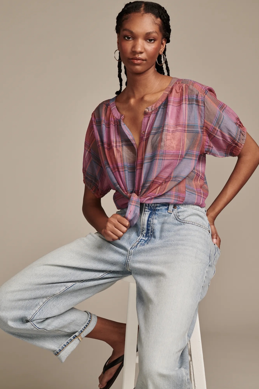 YARNDYED SMOCKED SHOULDER BLOUSE, image 2