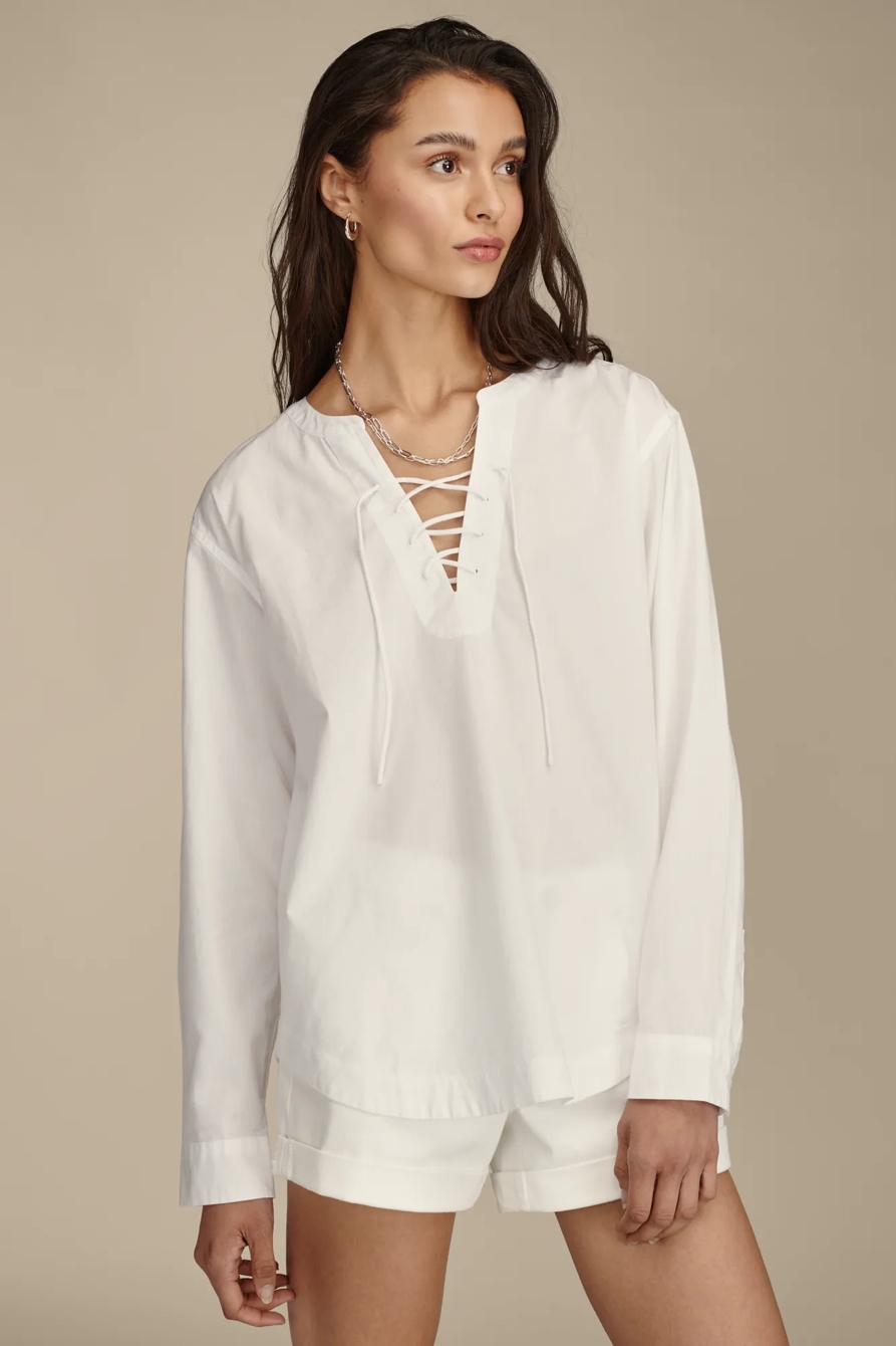 LACE UP POPLIN SHIRT, image 4