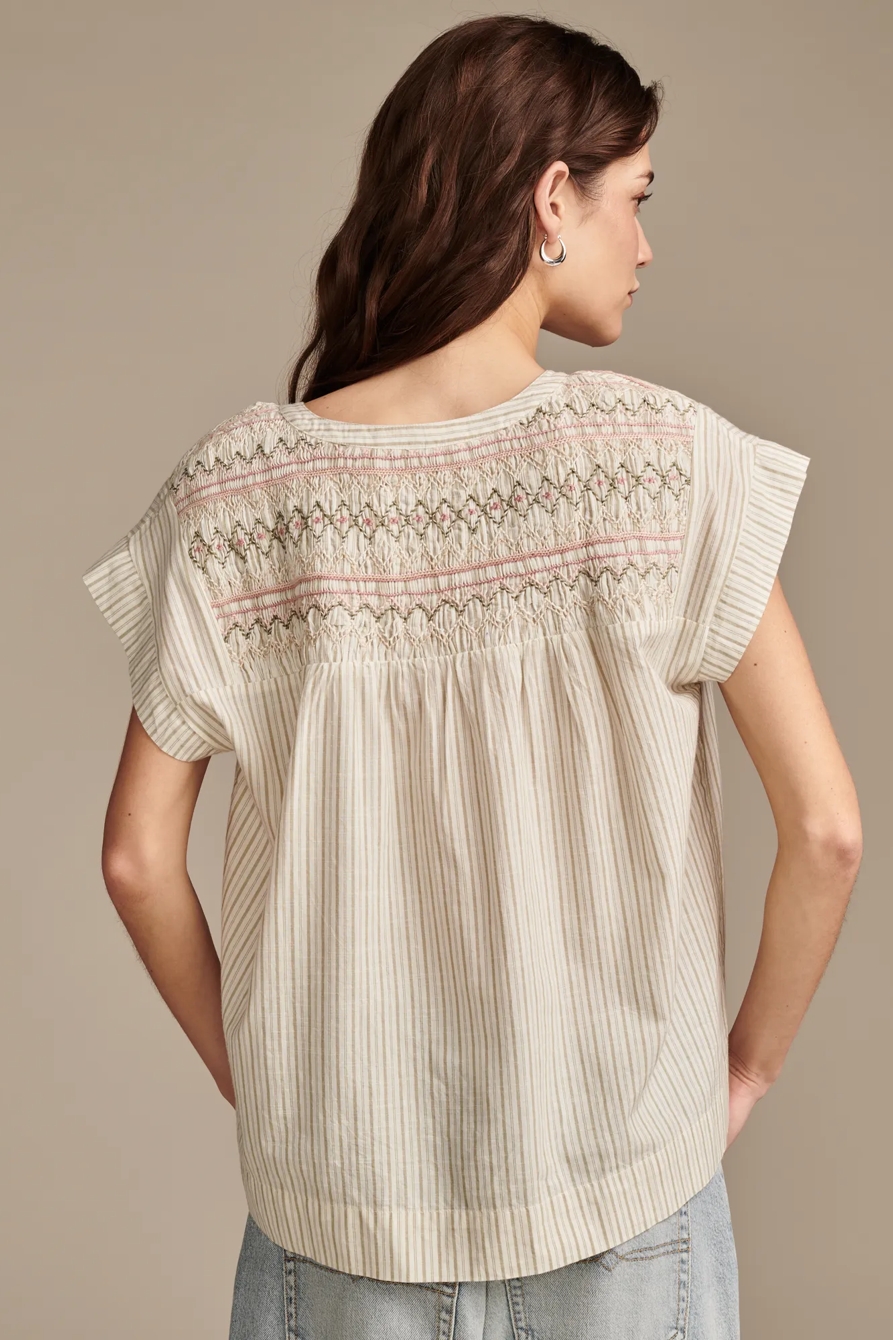 SHORT SLEEVE SMOCKED BLOUSE, image 4
