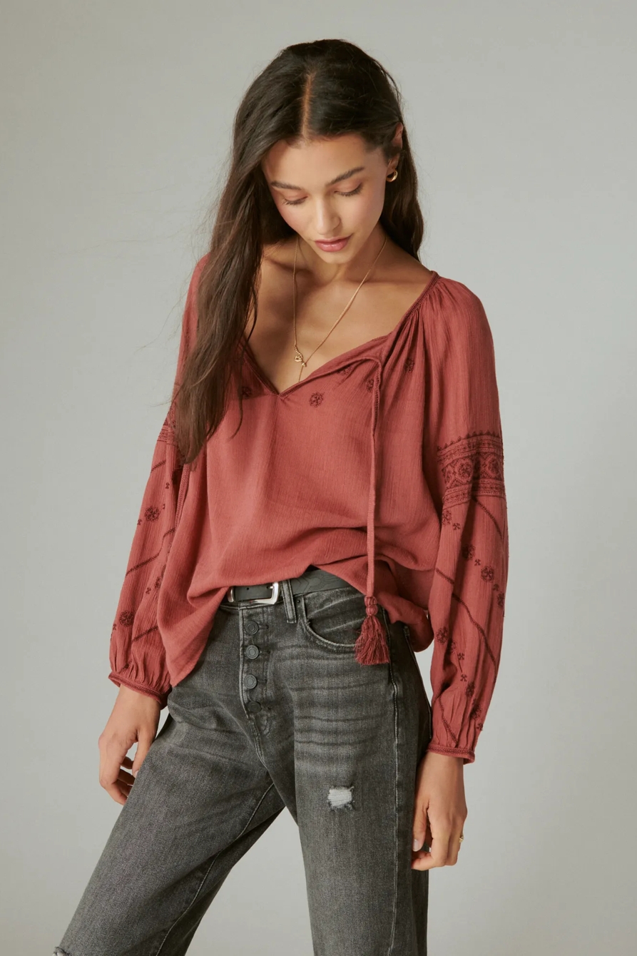 MIXED MEDIA PEASANT TOP, image 1